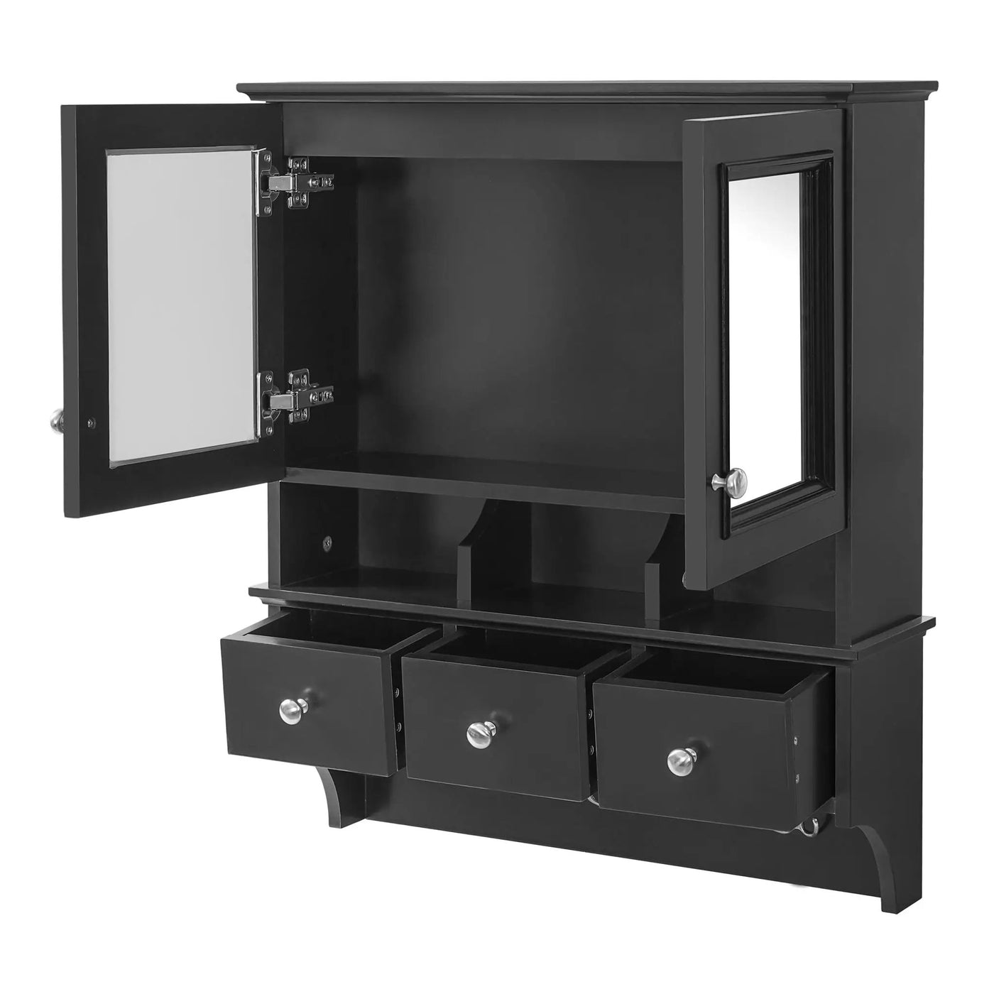 Modern Bathroom Mirror Cabinet With Drawers, Organizer Hooks, And High-Definition Mirrors by HouseOfZazla