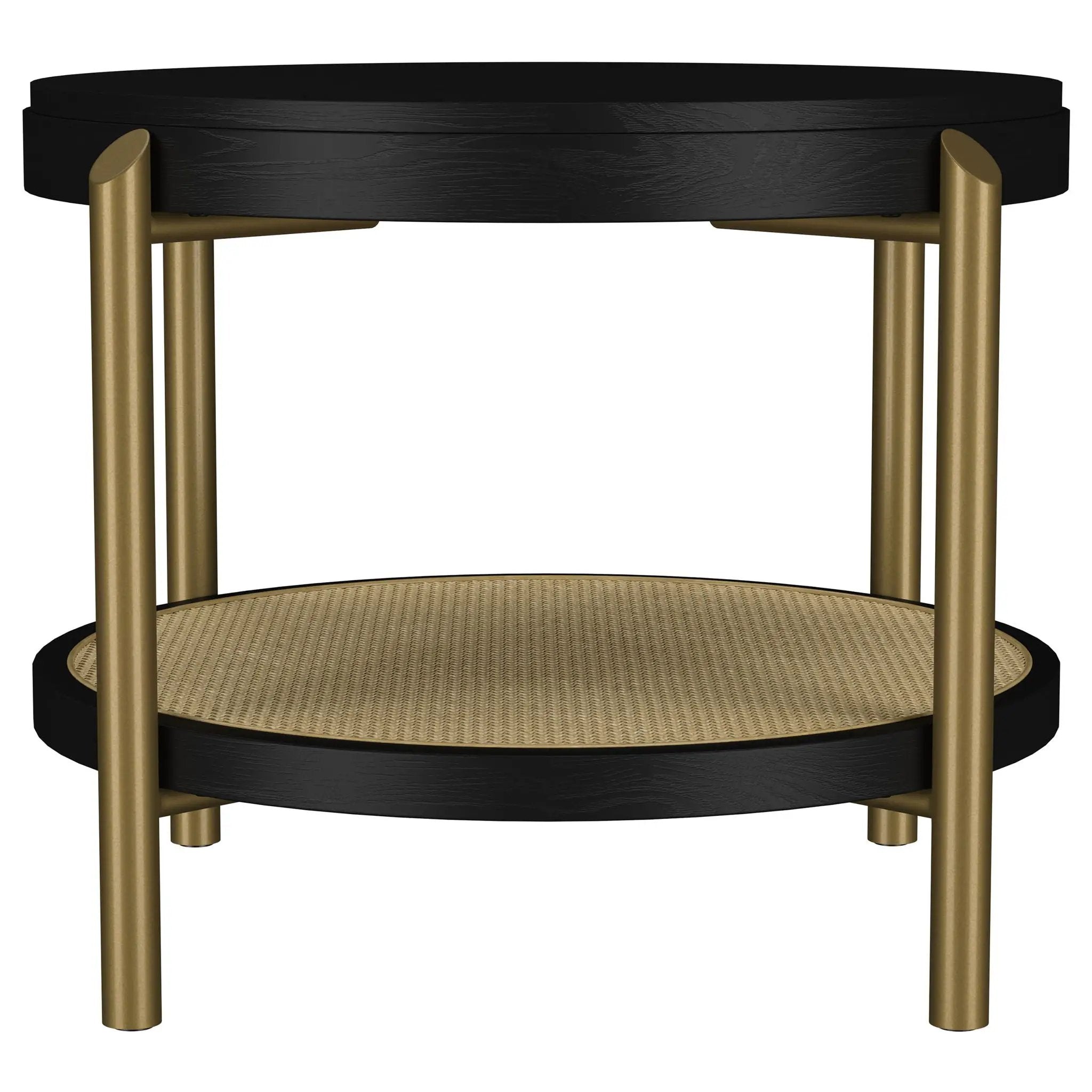 Arini Round End Side Table With Storage Shelf Black by Unique Piece Furniture