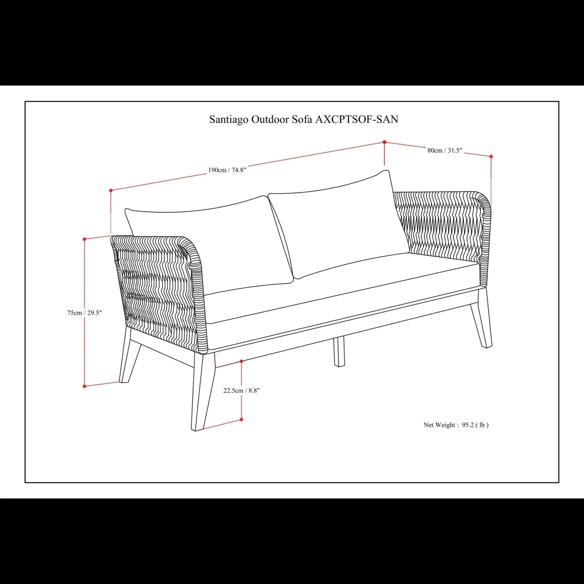 Santiago - Outdoor Sofa - Slate Gray by Unique Piece Furniture