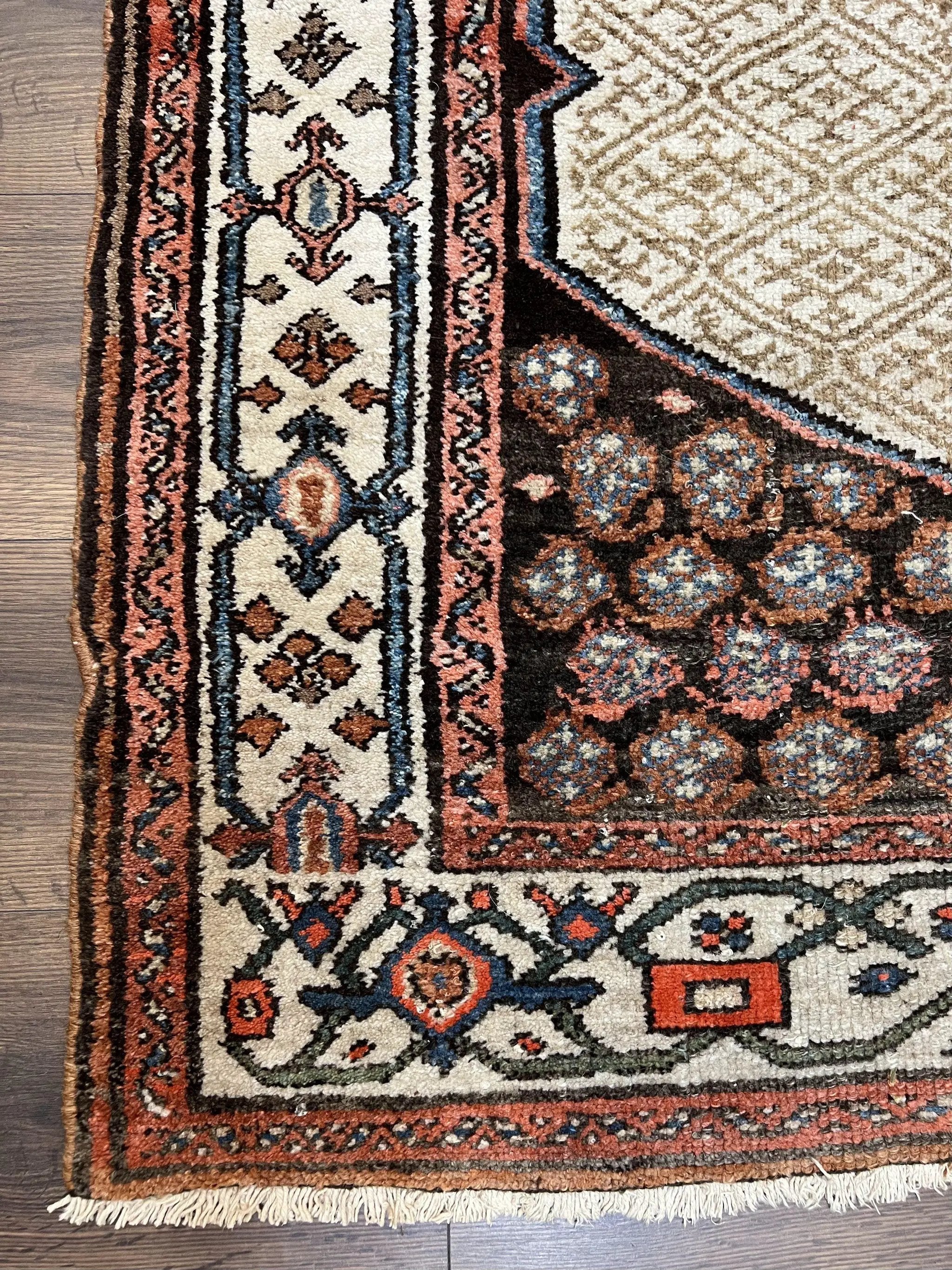 Rare Persian Tribal Runner Rug 3.5 x 10, Sarab Serab Kalegy Carpet, Antique 1920s Collectible Geometric Medallion Oriental Wool Runner, Hand Knotted, Camel Hair Color by Jewel Rugs
