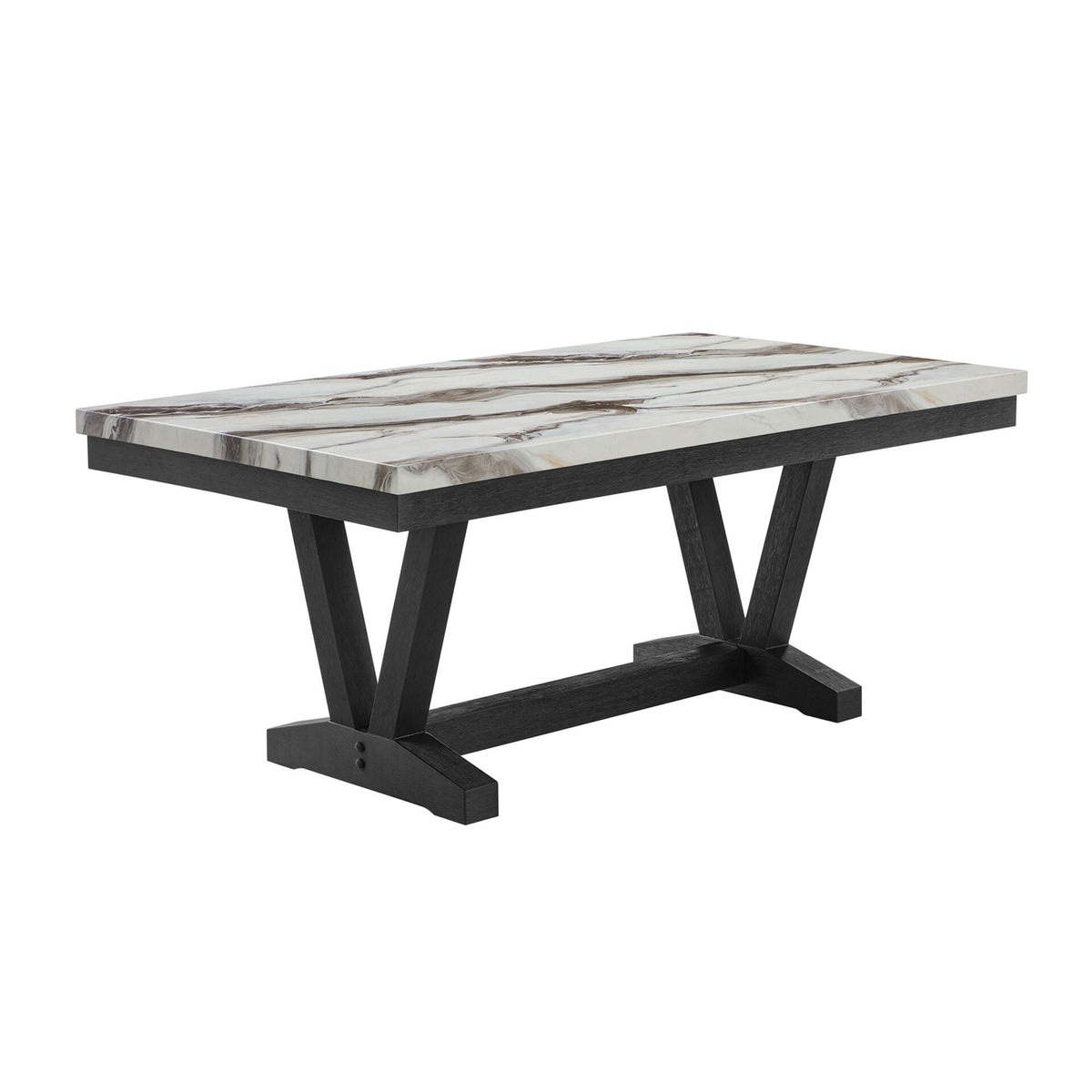 Black Dining Table with Trestle Base - 72" Wide Rubber Wood