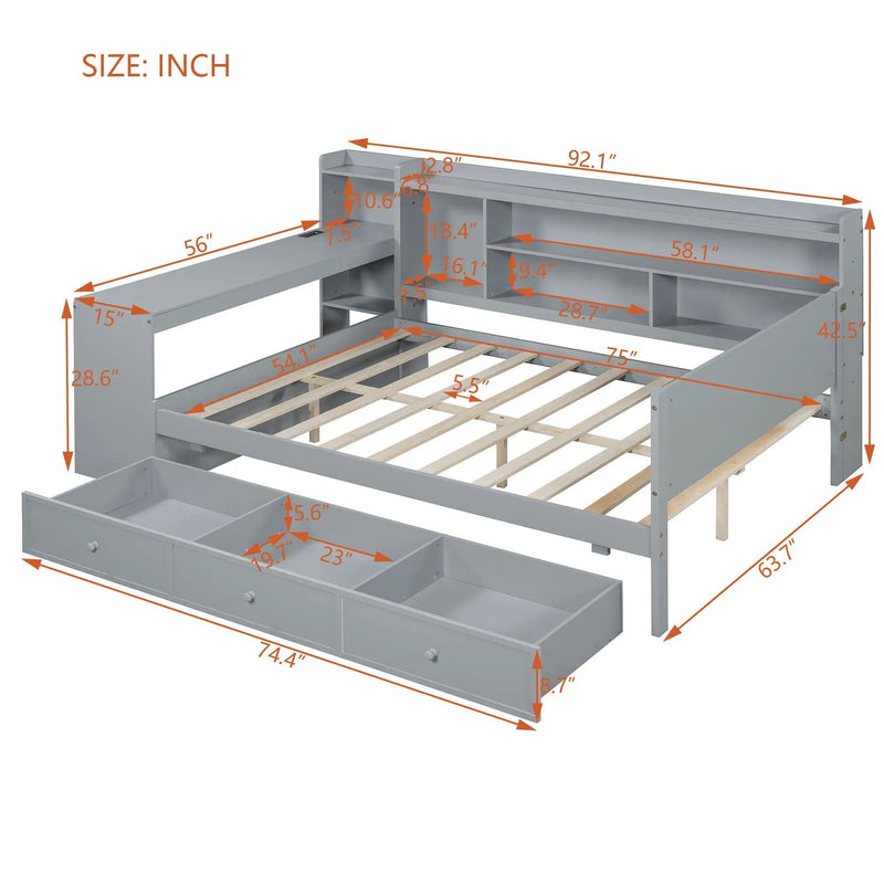 Daybed With 3 Drawers USB Ports And Desk by Unique Piece Furniture
