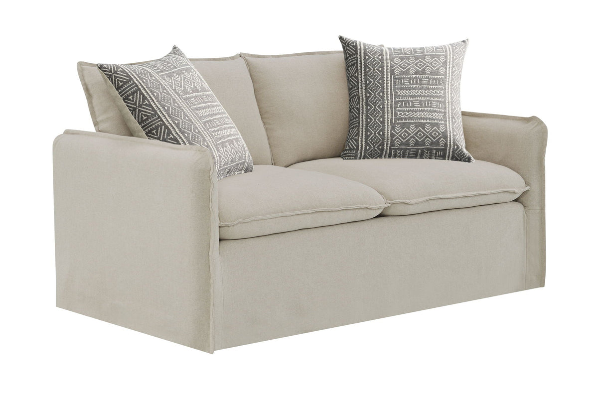 Pattern Linen Sofa with Feather Down Cushions - Beige, photo 7 of 11