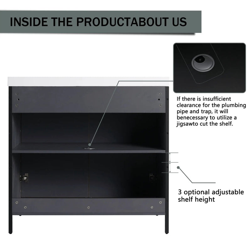 Modern Freestanding Bathroom Vanity With Resin Sink & Soft Close Cabinet Doors by Unique Piece Furniture