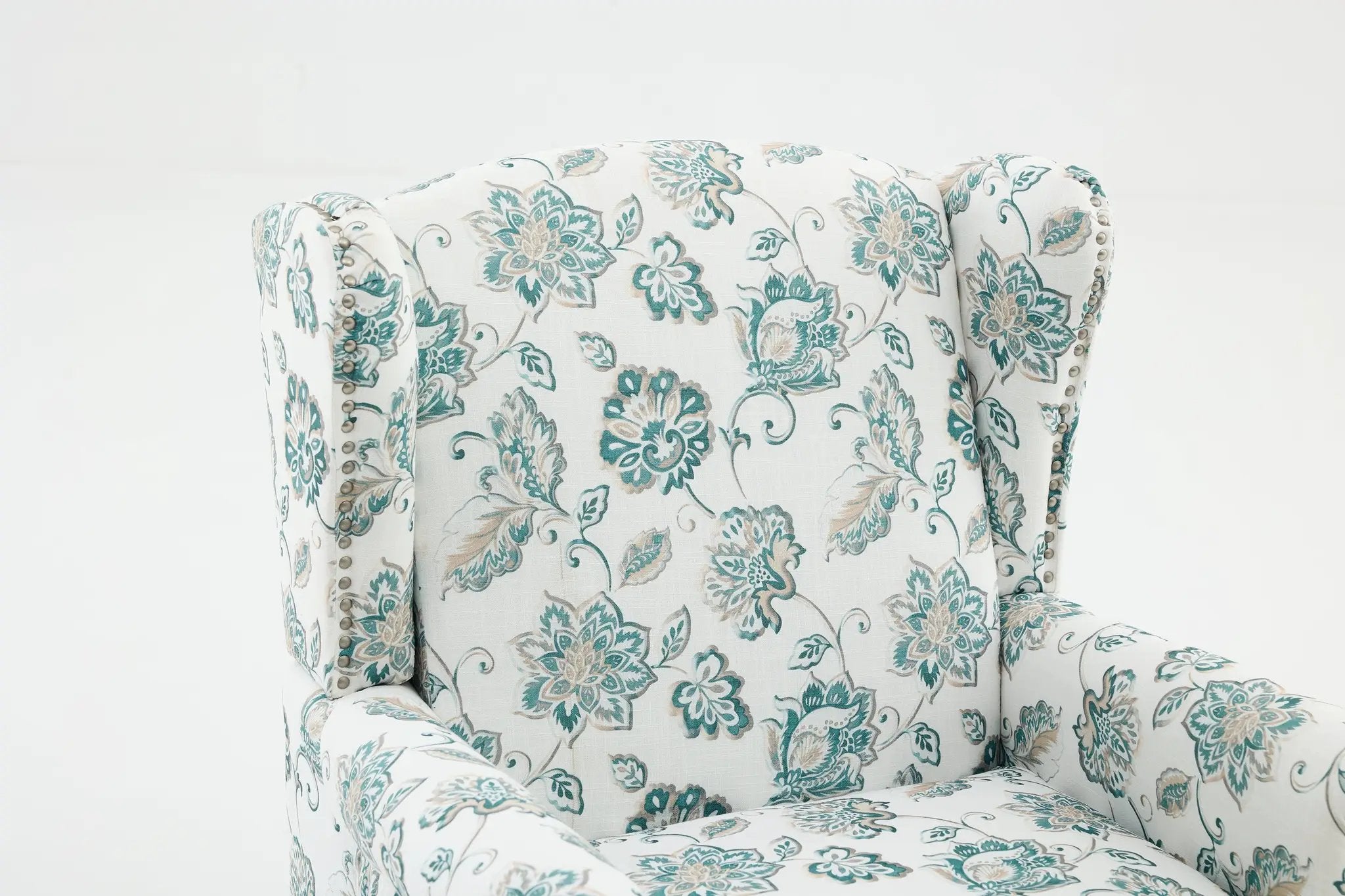 Modern Accent Chair with Retro Wood Legs and Floral Design by HouseOfZazla
