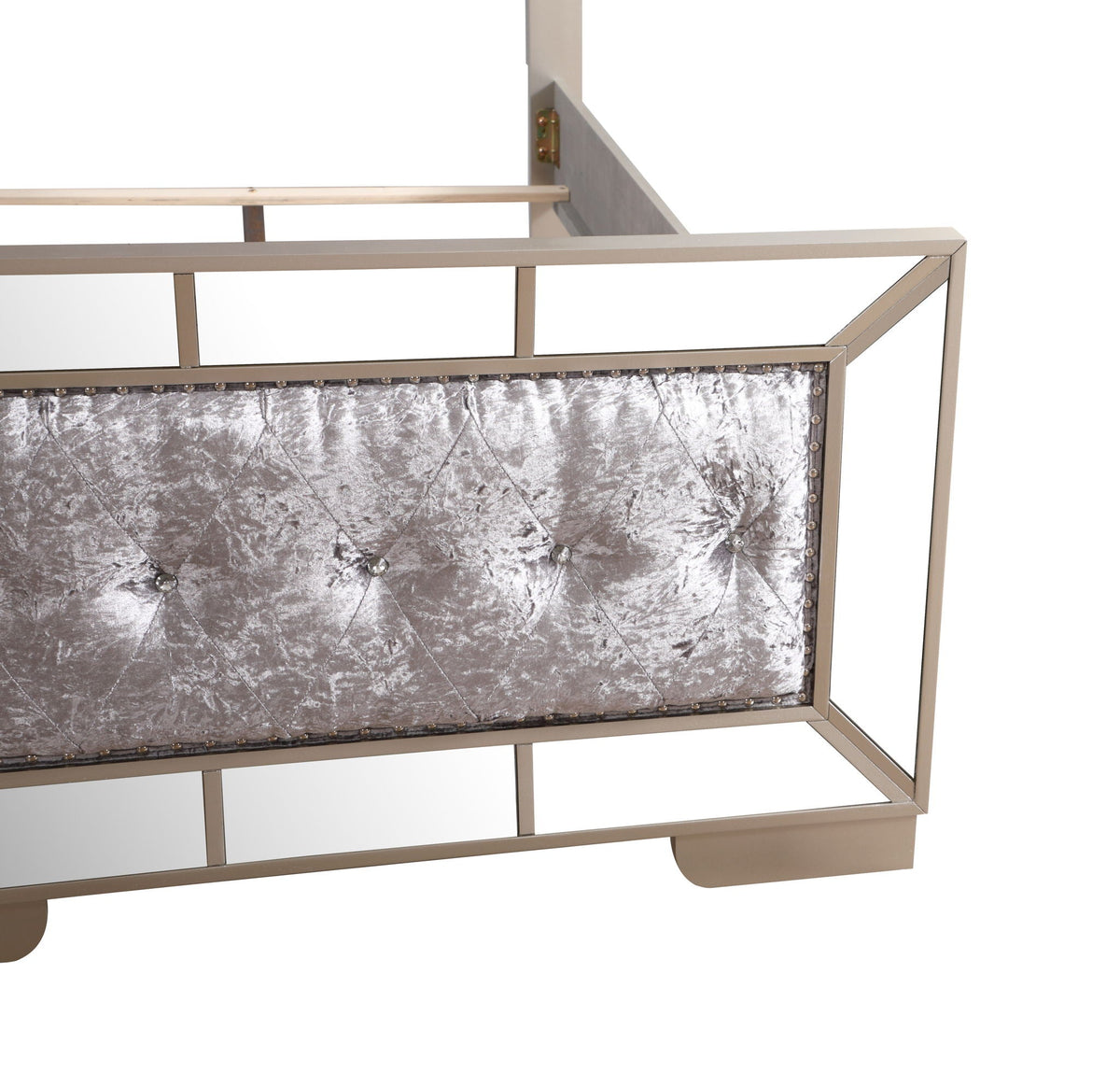 Contemporary Panel Bed with Mirrored Accents - Beige or Pearl Silver, photo 11 of 34