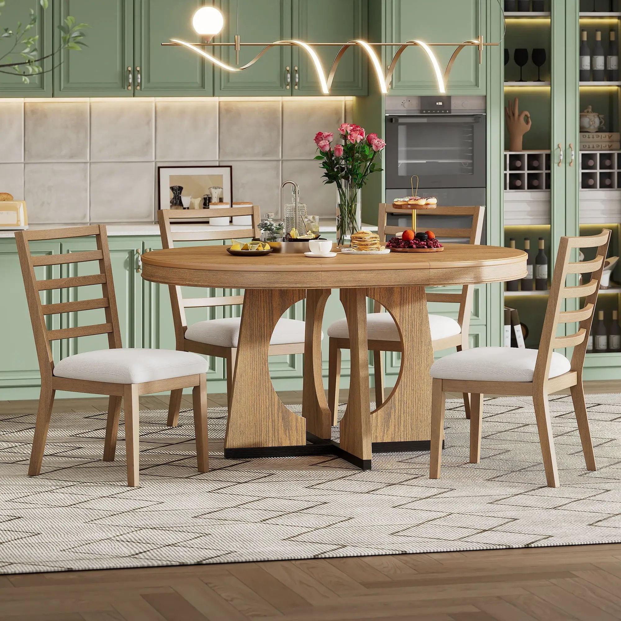Round Dining Table Set For 4 With Chairs by HouseOfZazla