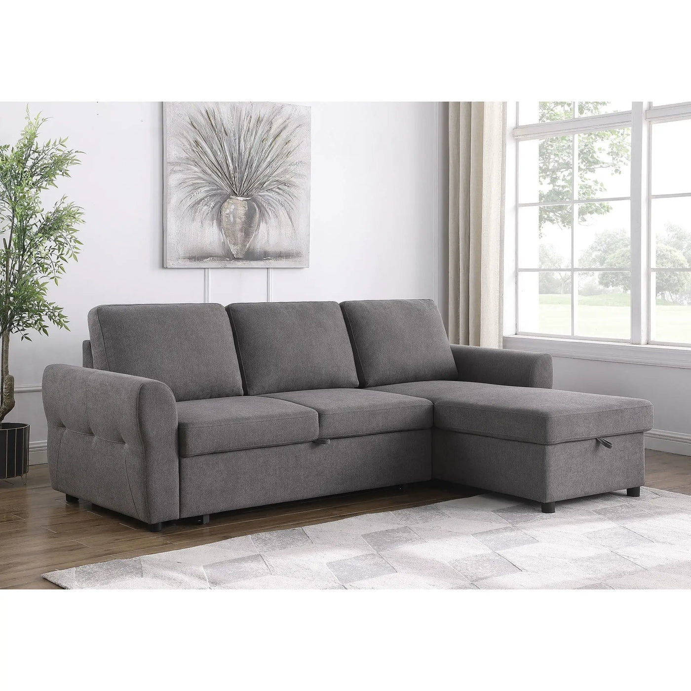 Kenna- Sleeper Sectional Sofa With Storage Ottoman by HouseOfZazla