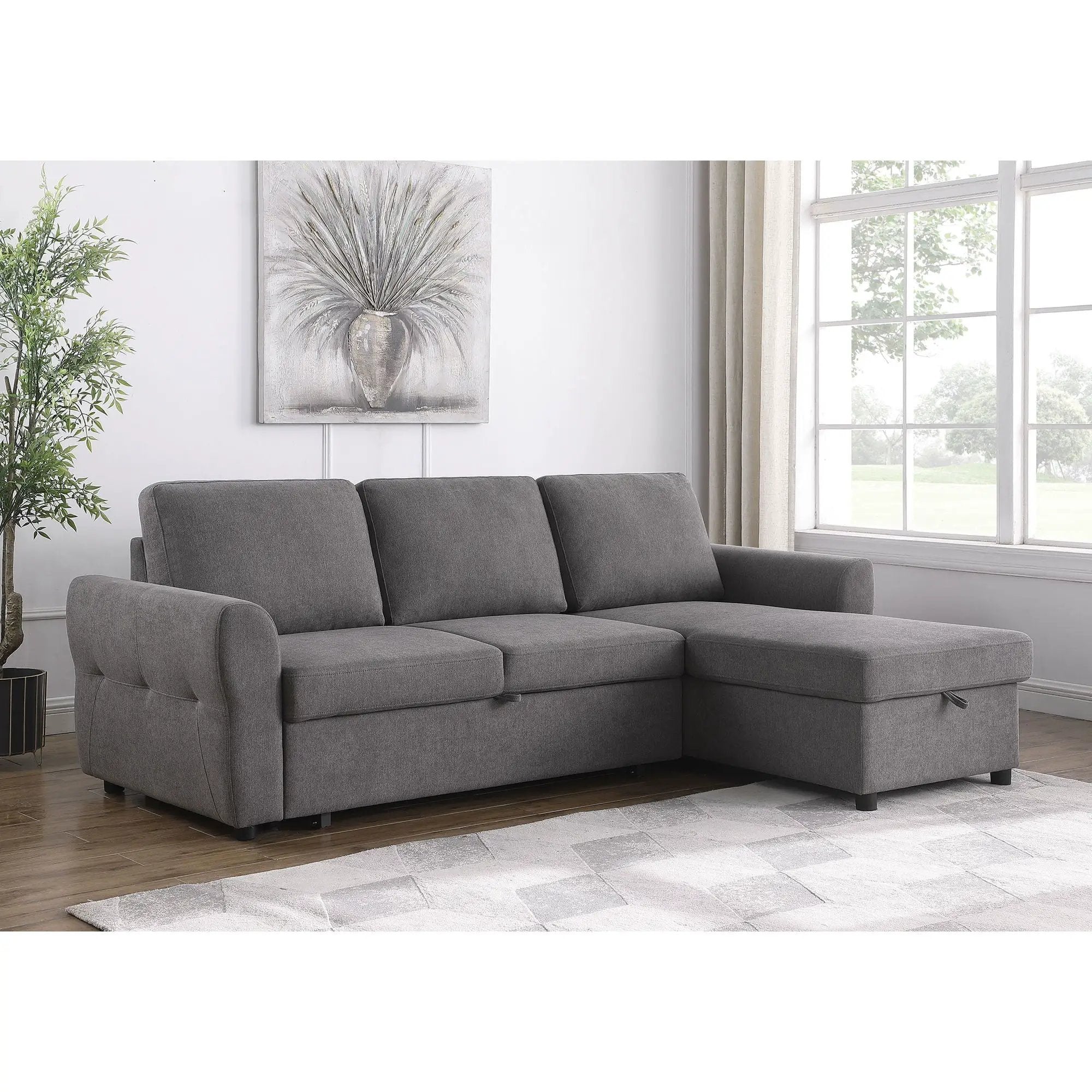 Kenna- Sleeper Sectional Sofa With Storage Ottoman by HouseOfZazla
