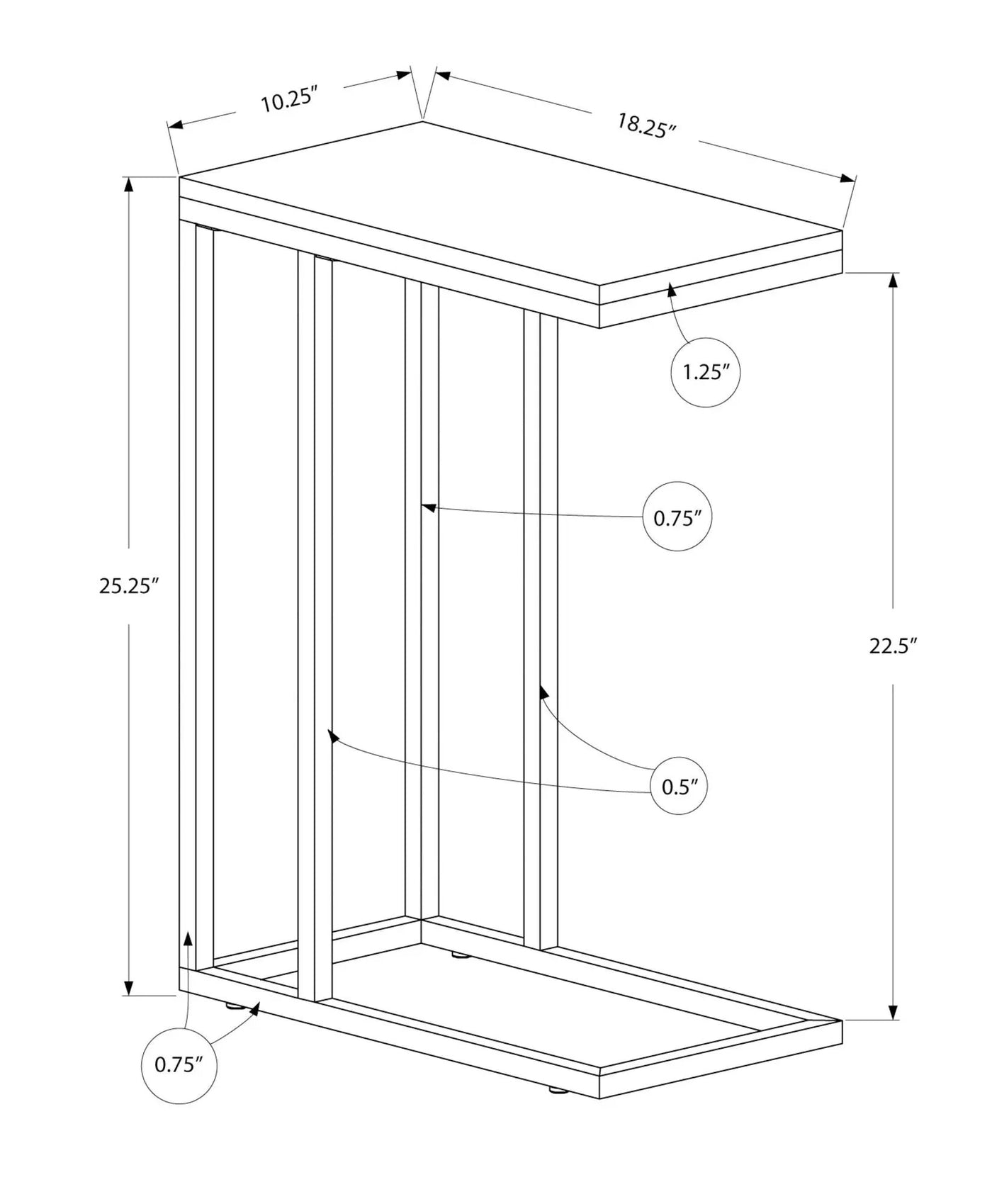 Accent Table, C-Shaped with Tempered Glass - Contemporary & Modern by HouseOfZazla