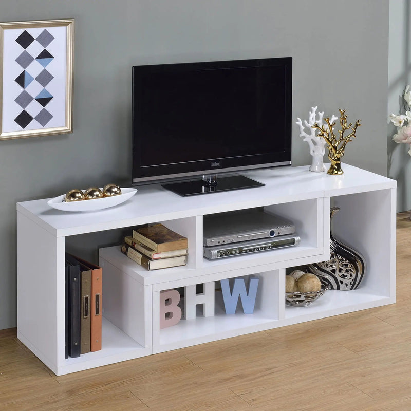 Velma Multipurpose TV Stand and Bookshelf White by Unique Piece Furniture
