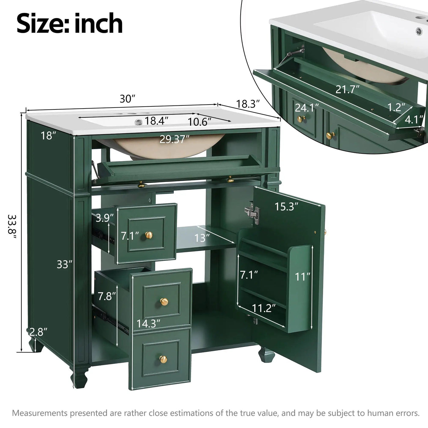 Bathroom Vanity Cabinet With Sink, Soft Close Doors With Door Organizer by HouseOfZazla