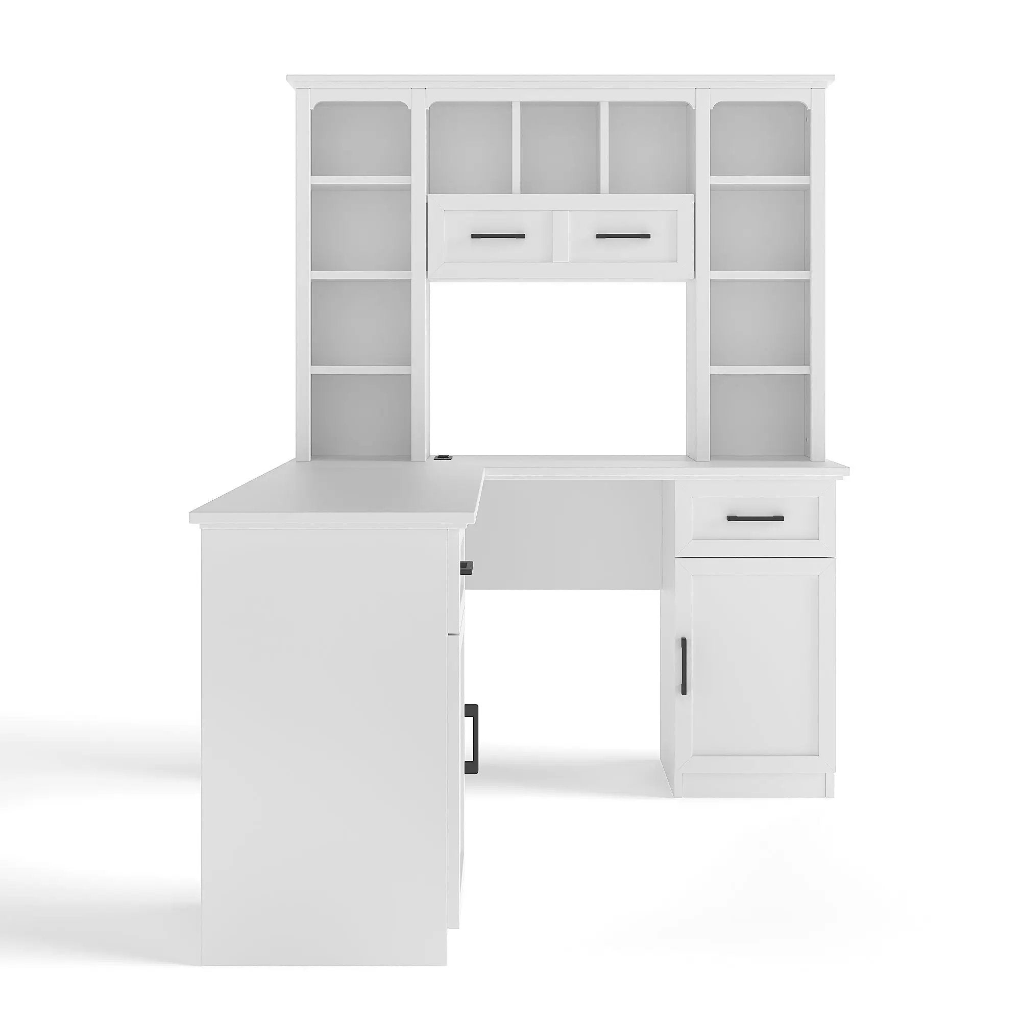 L-Shaped Computer Desk with 2 Cabinets and 2 Drawers by HouseOfZazla