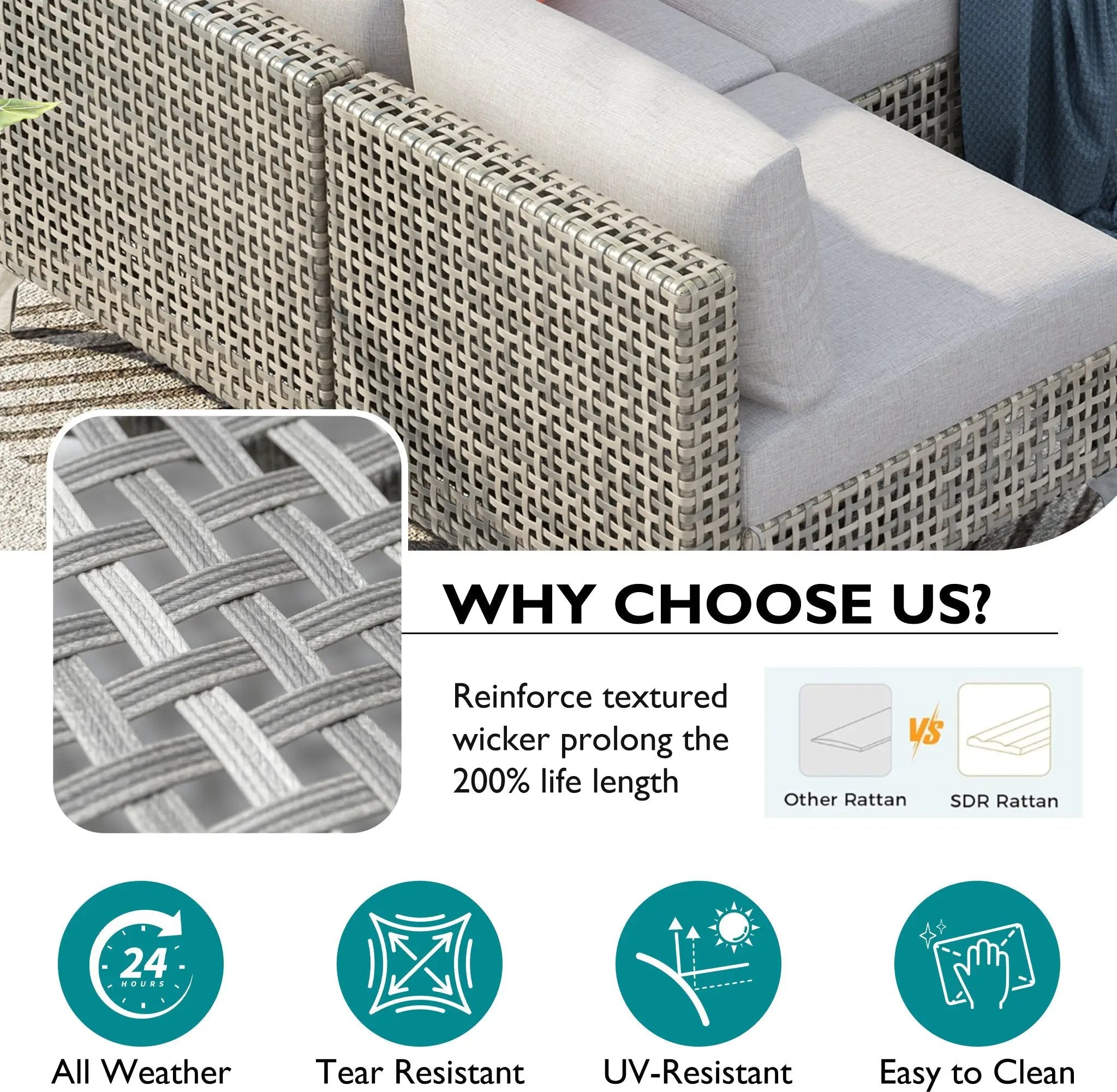 K&K 7-Piece Wicker Patio Furniture Set by HouseOfZazla
