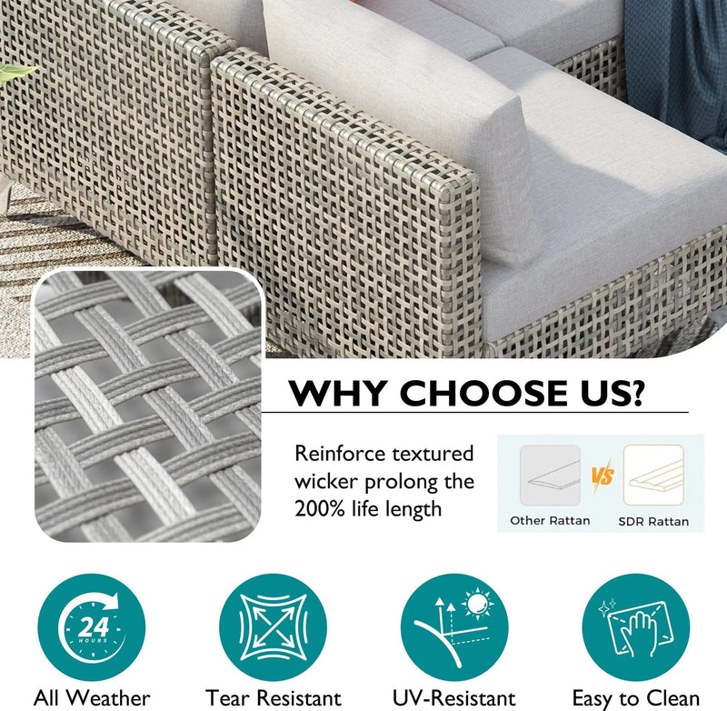 K&K 7-Piece Wicker Patio Furniture Set by HouseOfZazla