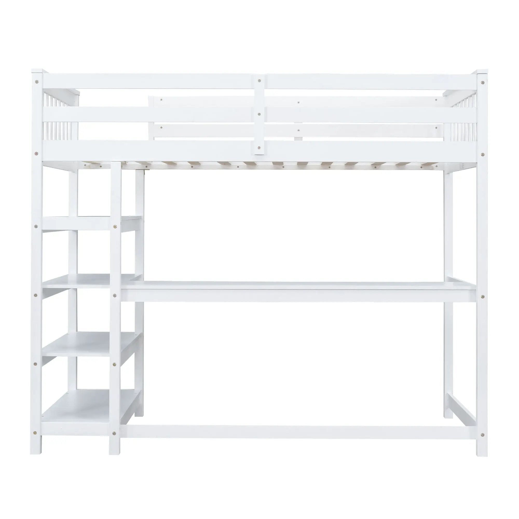 Loft Bed With Storage Shelves And Under Bed Desk by Unique Piece Furniture