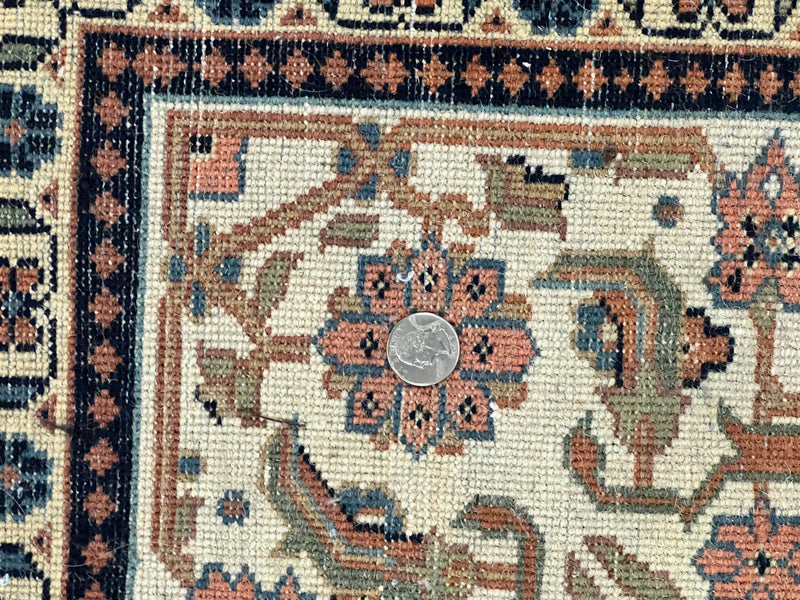 Indo Persian Bidjar Rug 6x10, Vintage Handmade Wool Carpet, Allover Pattern by Jewel Rugs