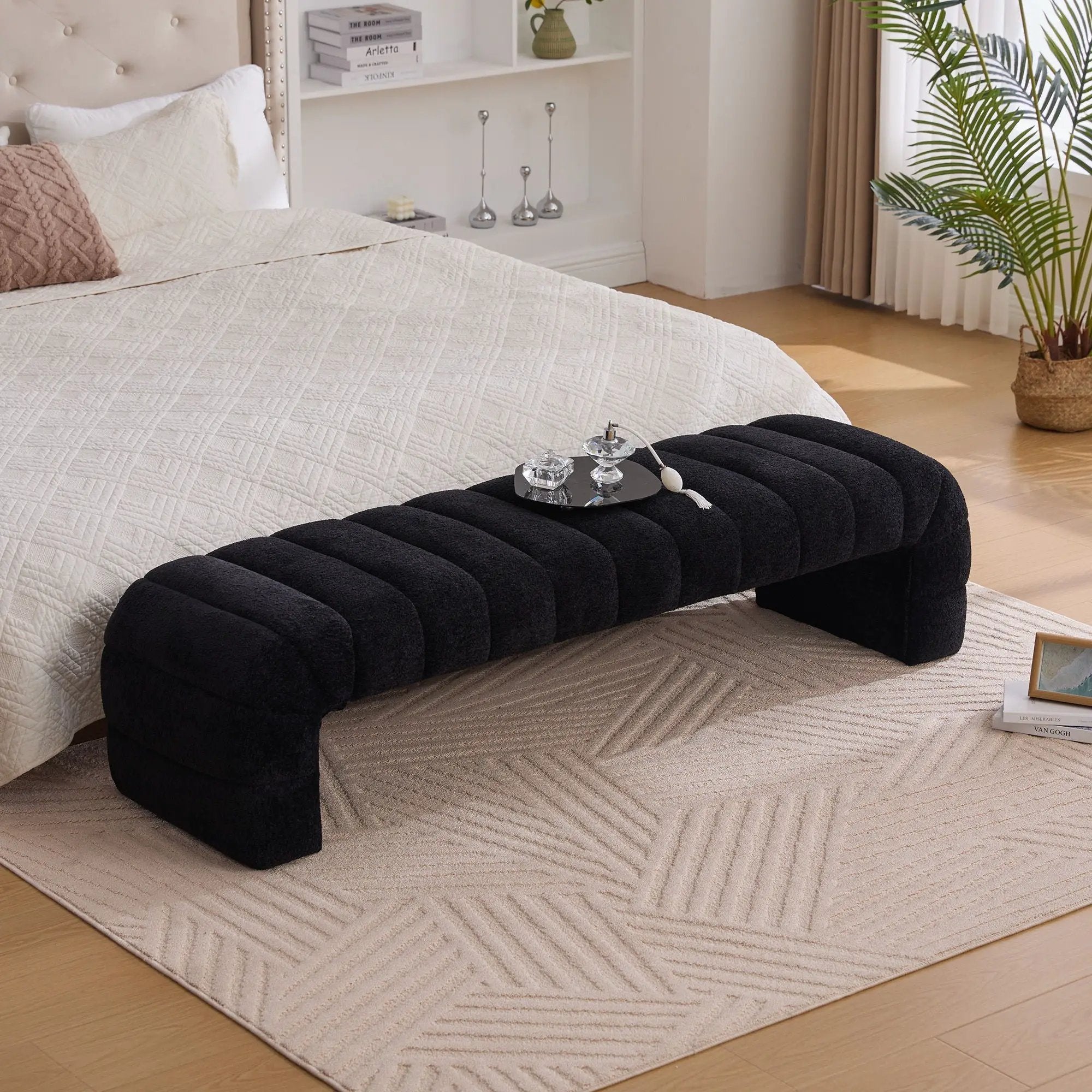 Modern Upholstered Armless Bed Bench With Channel Tufted Design by HouseOfZazla