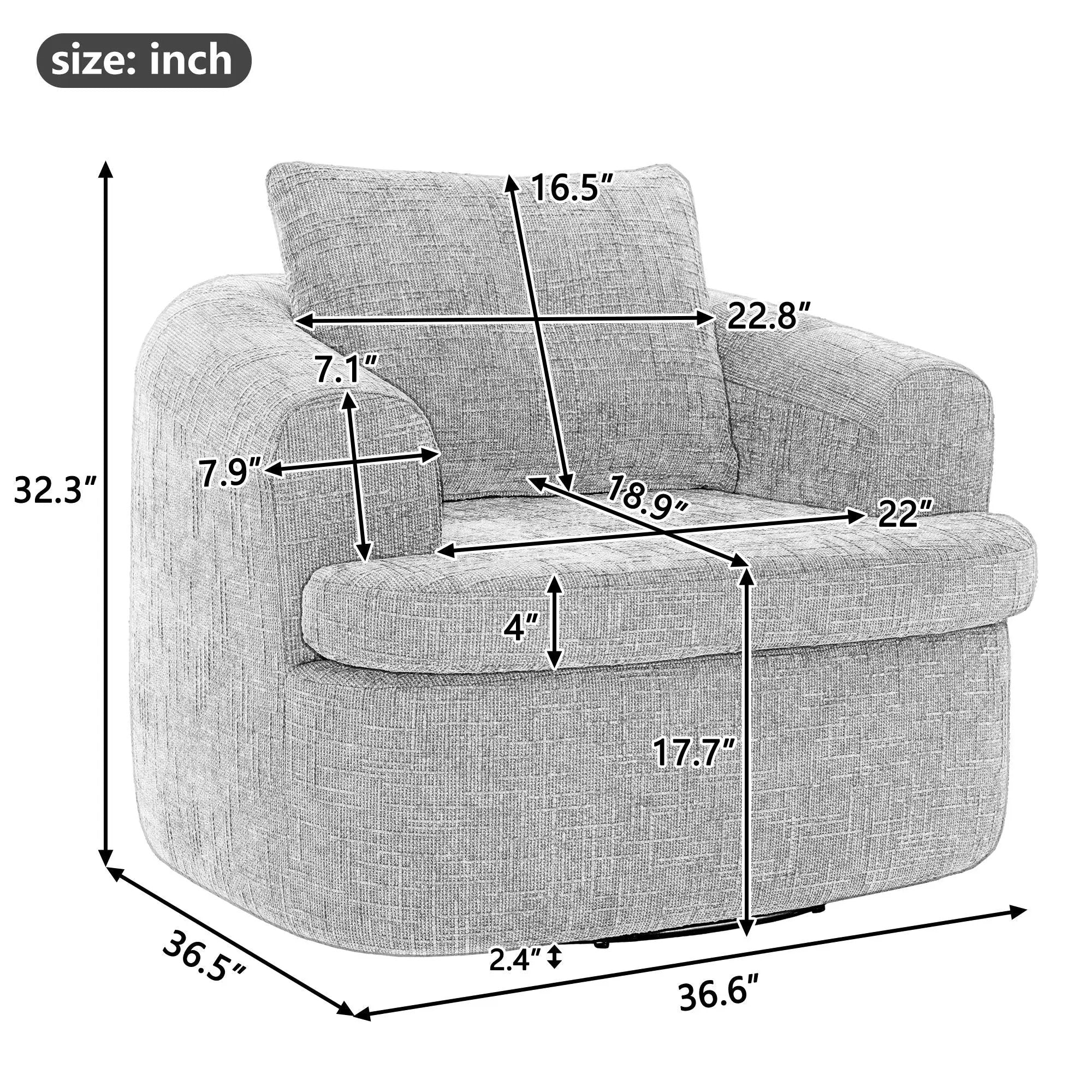 Modern Swivel Barrel Chair With Dual-Layer Cushion by HouseOfZazla
