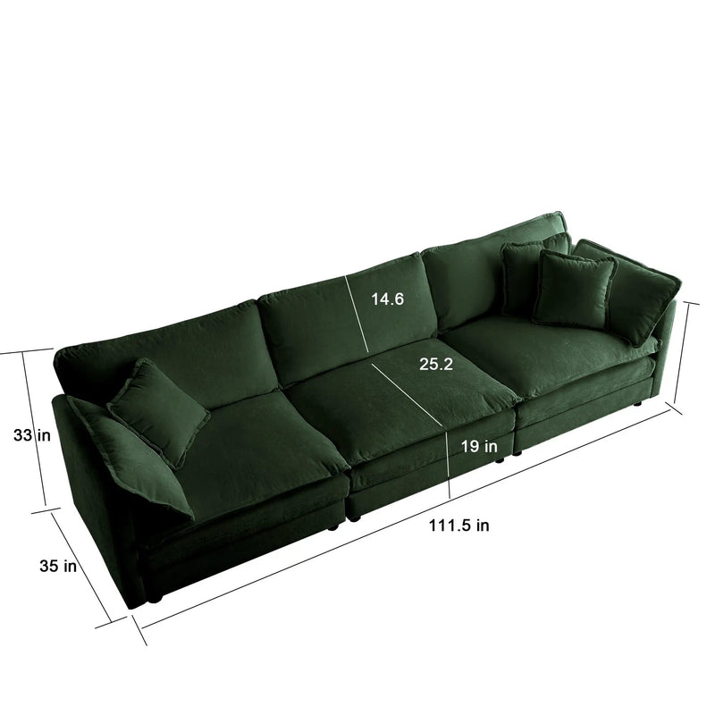 2-Piece Upholstered Sectional Sofa Set in Green Chenille by HouseOfZazla