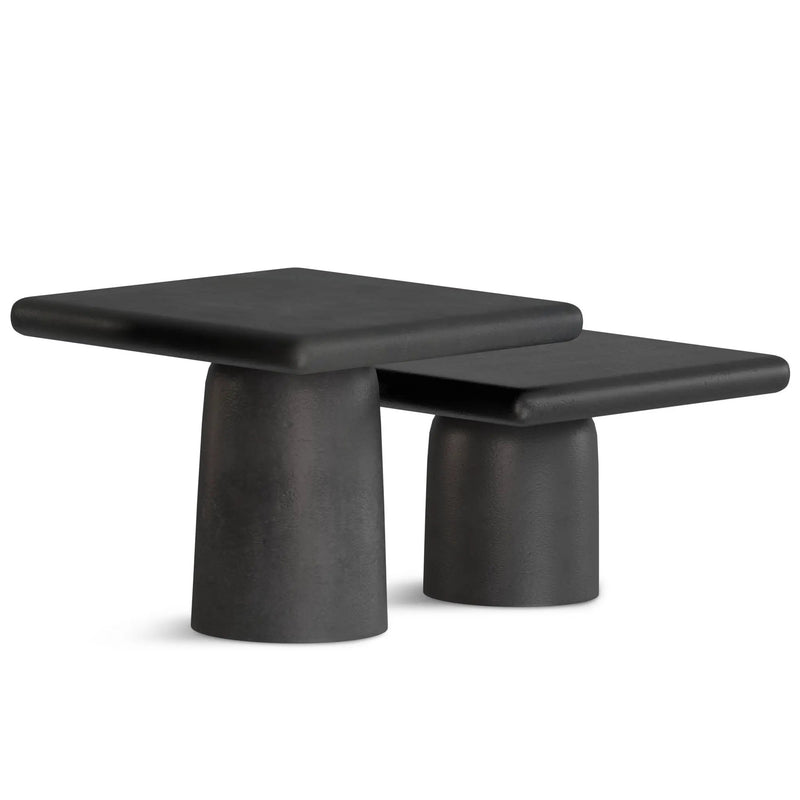 Zachary - 2 Piece Set Cast Aluminum Coffee Table - Black by HouseOfZazla