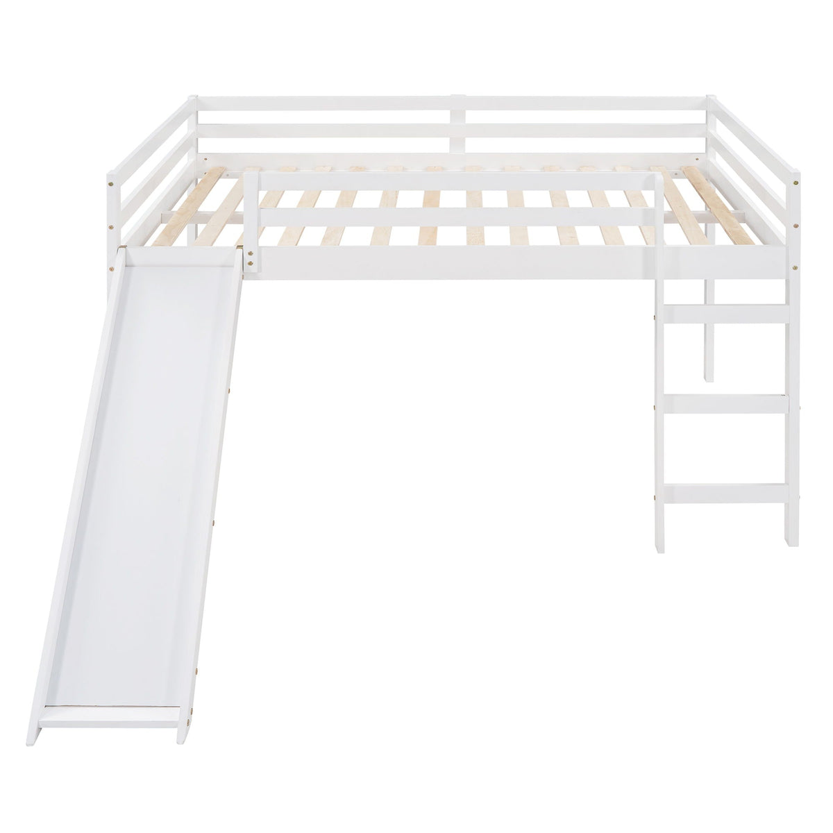 White Full Loft Bed with Slide - Multifunctional Design, photo 3 of 14