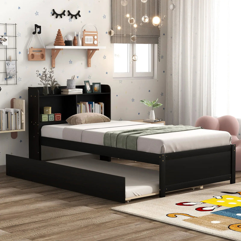 Twin Bed With Trundle, Bookcase by HouseOfZazla