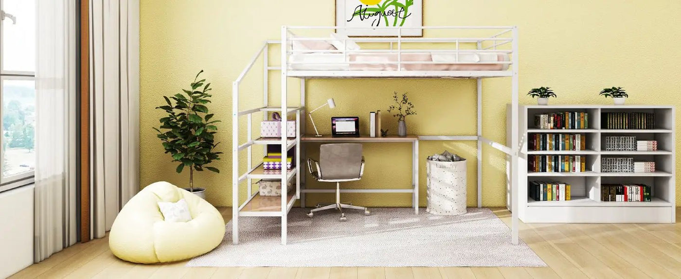 Loft Bed With Desk And Lateral Storage Ladder by HouseOfZazla