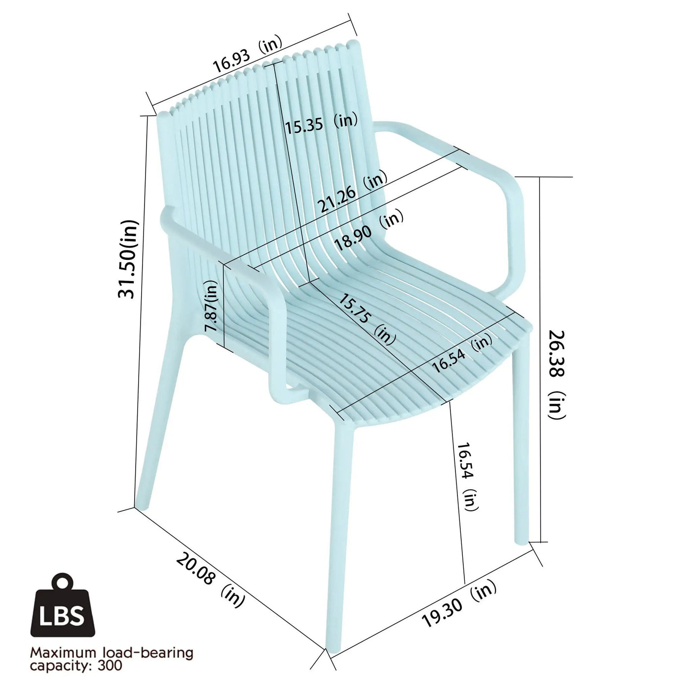 4 Piece Stackable Single Chairs With Vertical Stripe Design For All Weather by HouseOfZazla