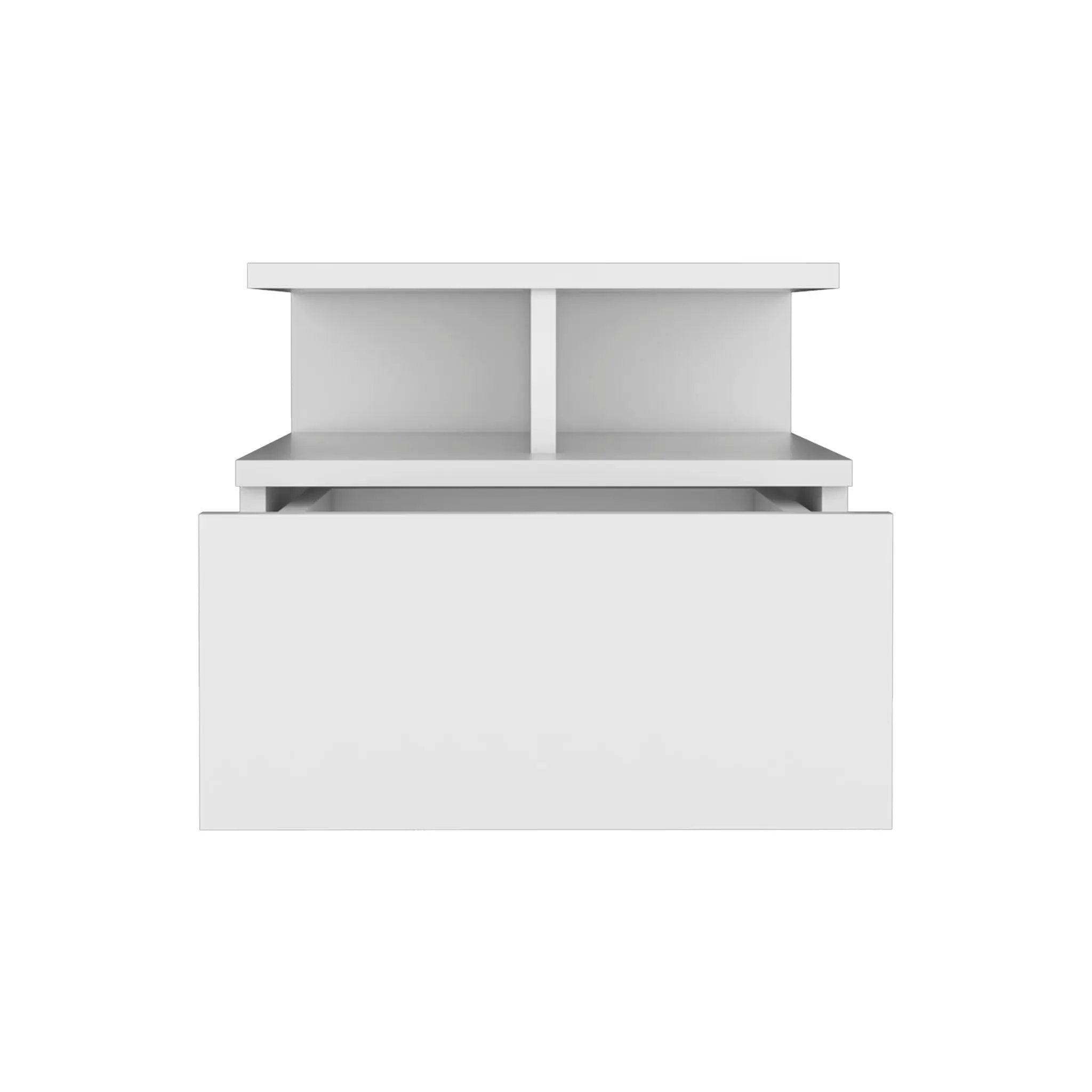 Floating Nightstand Wall Mounted With Single Drawer And 2 Tier Shelf - White by HouseOfZazla