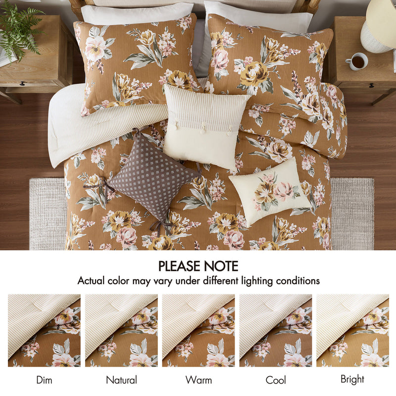 7-Piece King Vin Floral Comforter Set - Terracotta, photo 2 of 10