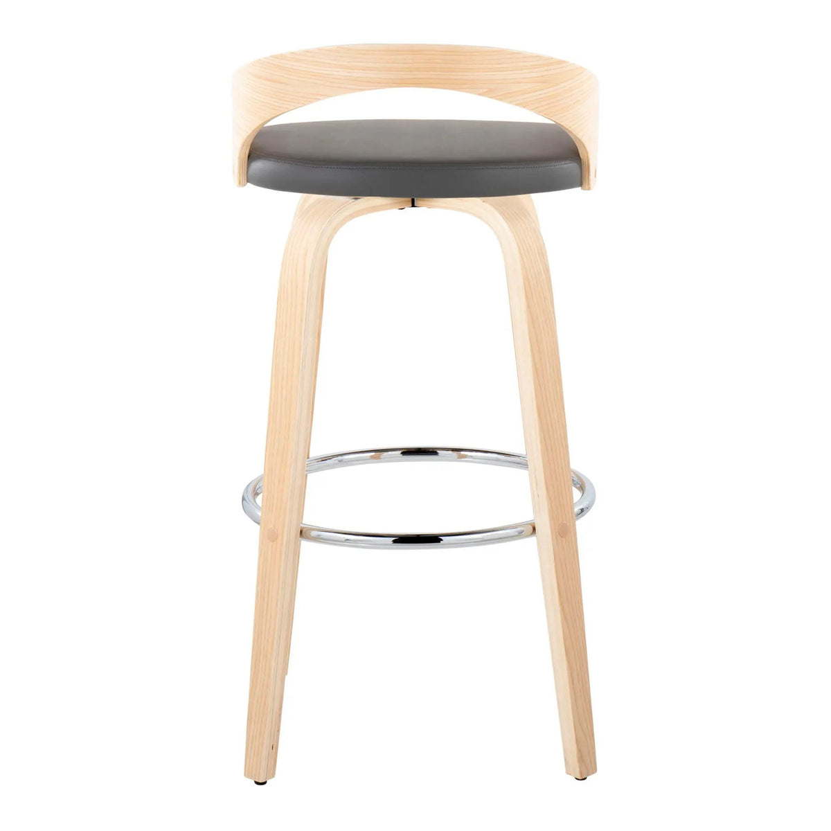 Grotto - Contemporary Fixed-Height Barstool With Swivel With Round Footrest (Set of 2) by HouseOfZazla