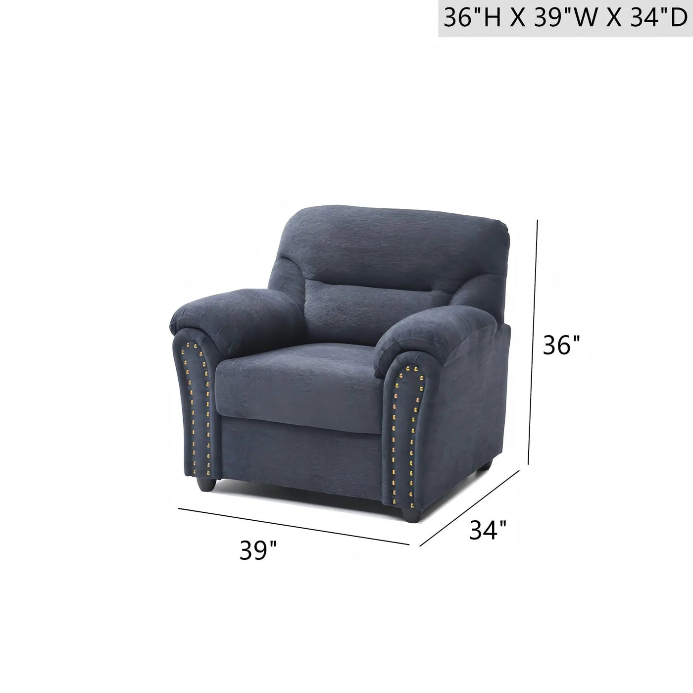 Hamilton - Chair With Hand Applied Nailhead Trim And Pillow Top Arm Cushions by HouseOfZazla