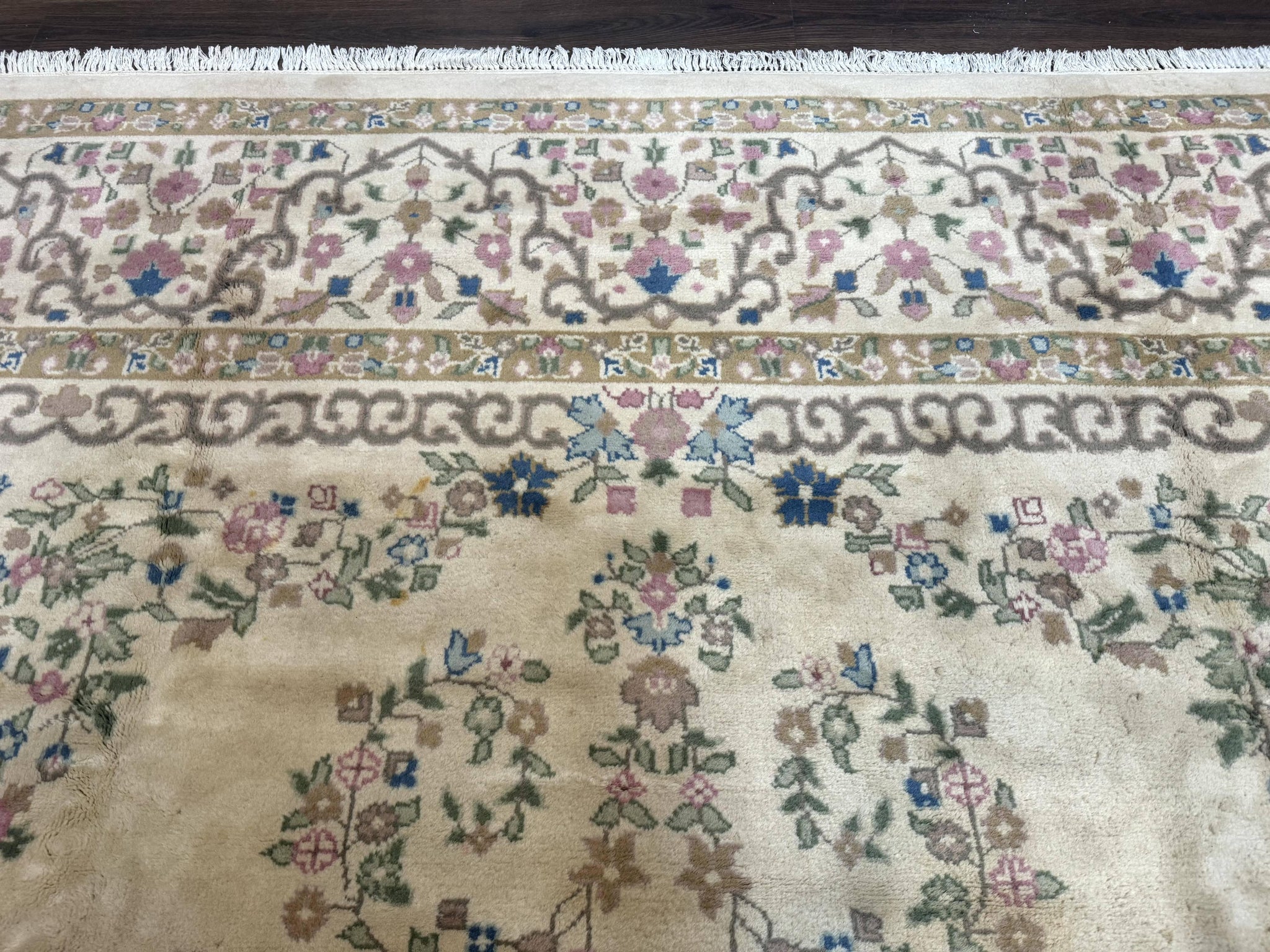 Indo Persian Rug 12x15, Palace Sized Carpet, Oversized Wool Handmade Rug, Kerman Rug, Semi Open Field, Pande Cameron Rug, Beige by Jewel Rugs