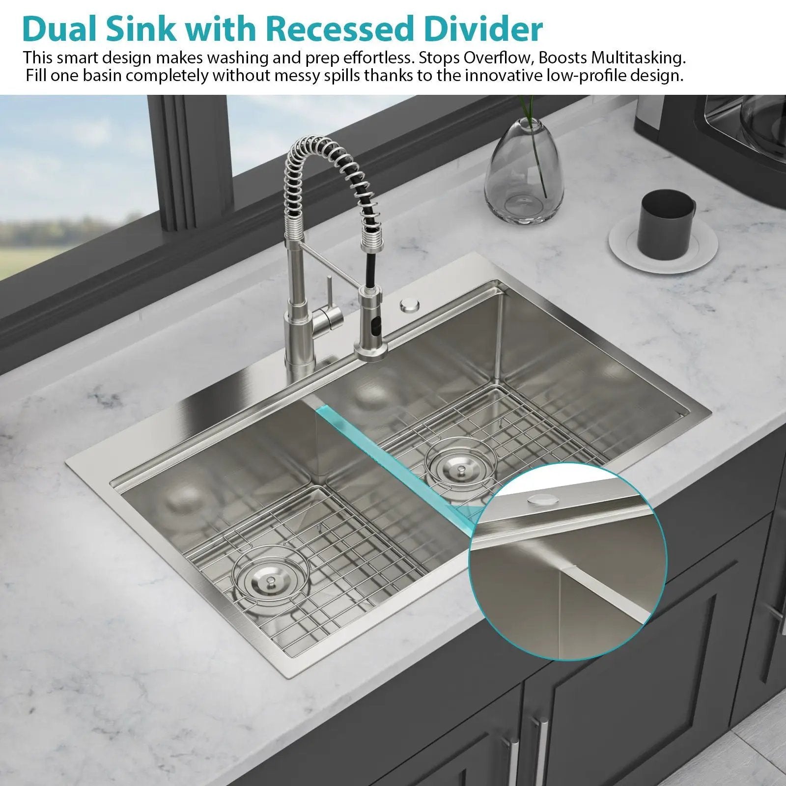 Topmount Drop In Kitchen Sink With Double Bowl Design by HouseOfZazla