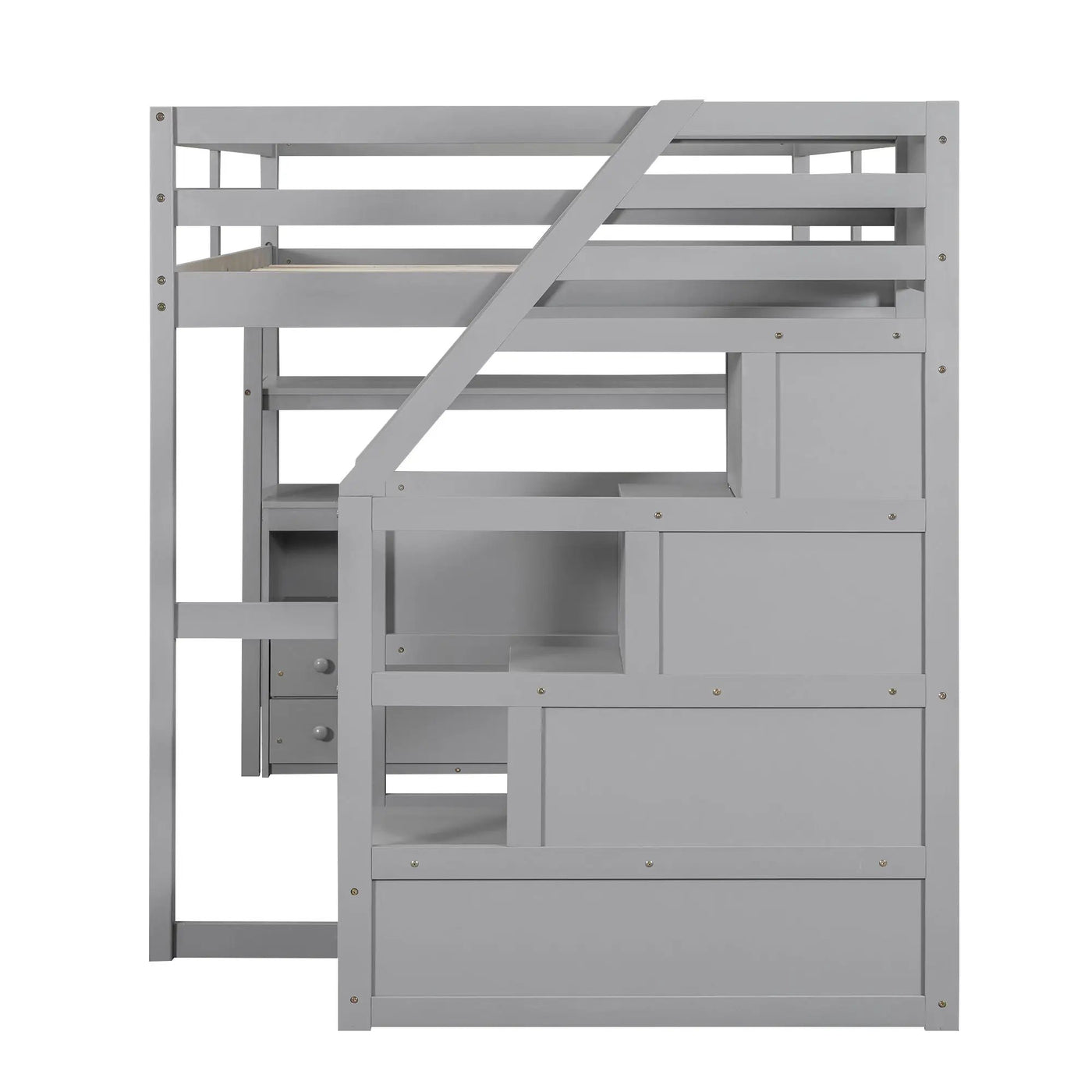 Loft Bed With Desk, Shelves, 2 Drawers, Storage Staircase by HouseOfZazla