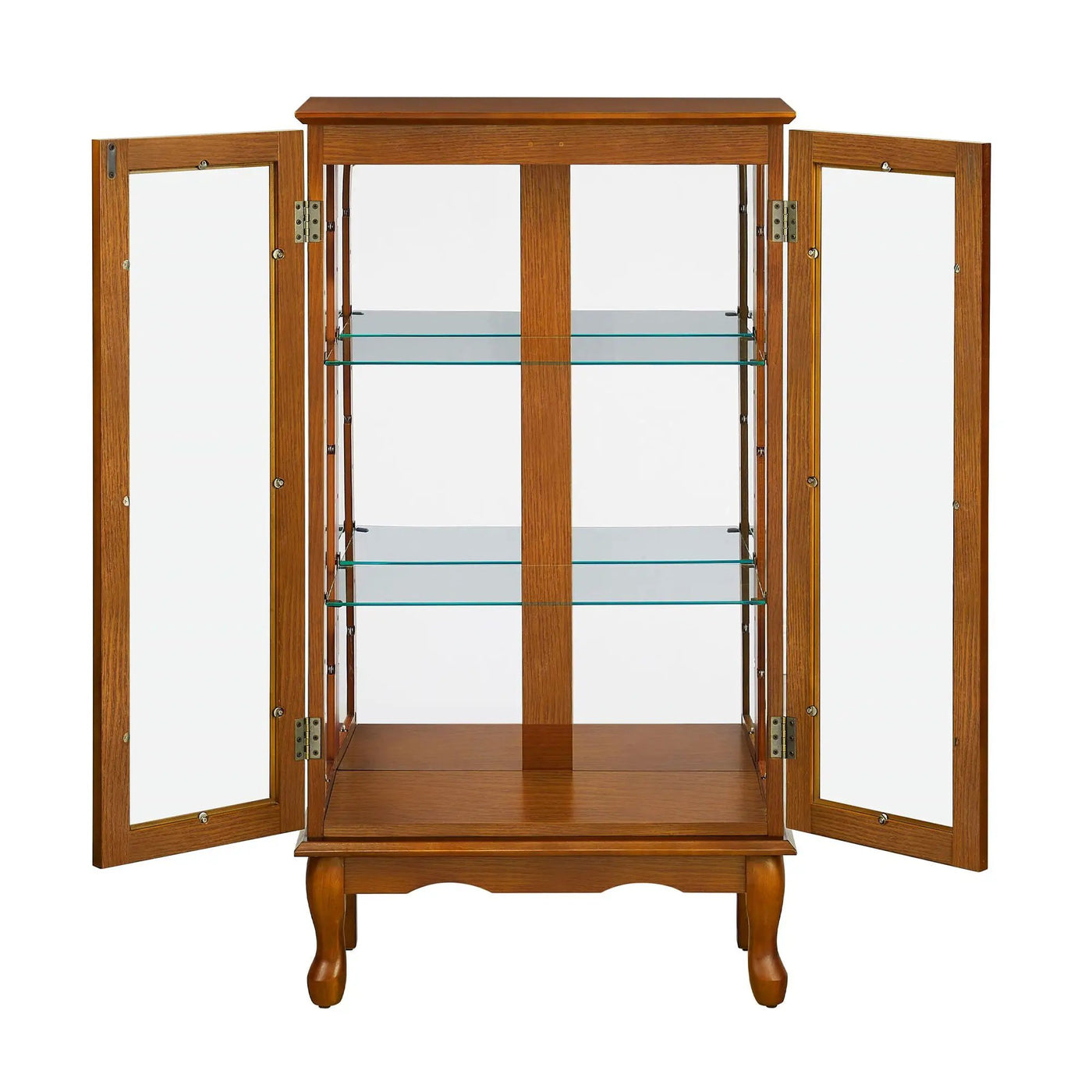 Curio Cabinet Lighted Curio Diapaly Cabinet With Adjustable Shelves And Mirrored Back Panel, Tempered Glass Doors (3 Tier), (E26 Light Bulb Not Included) by HouseOfZazla