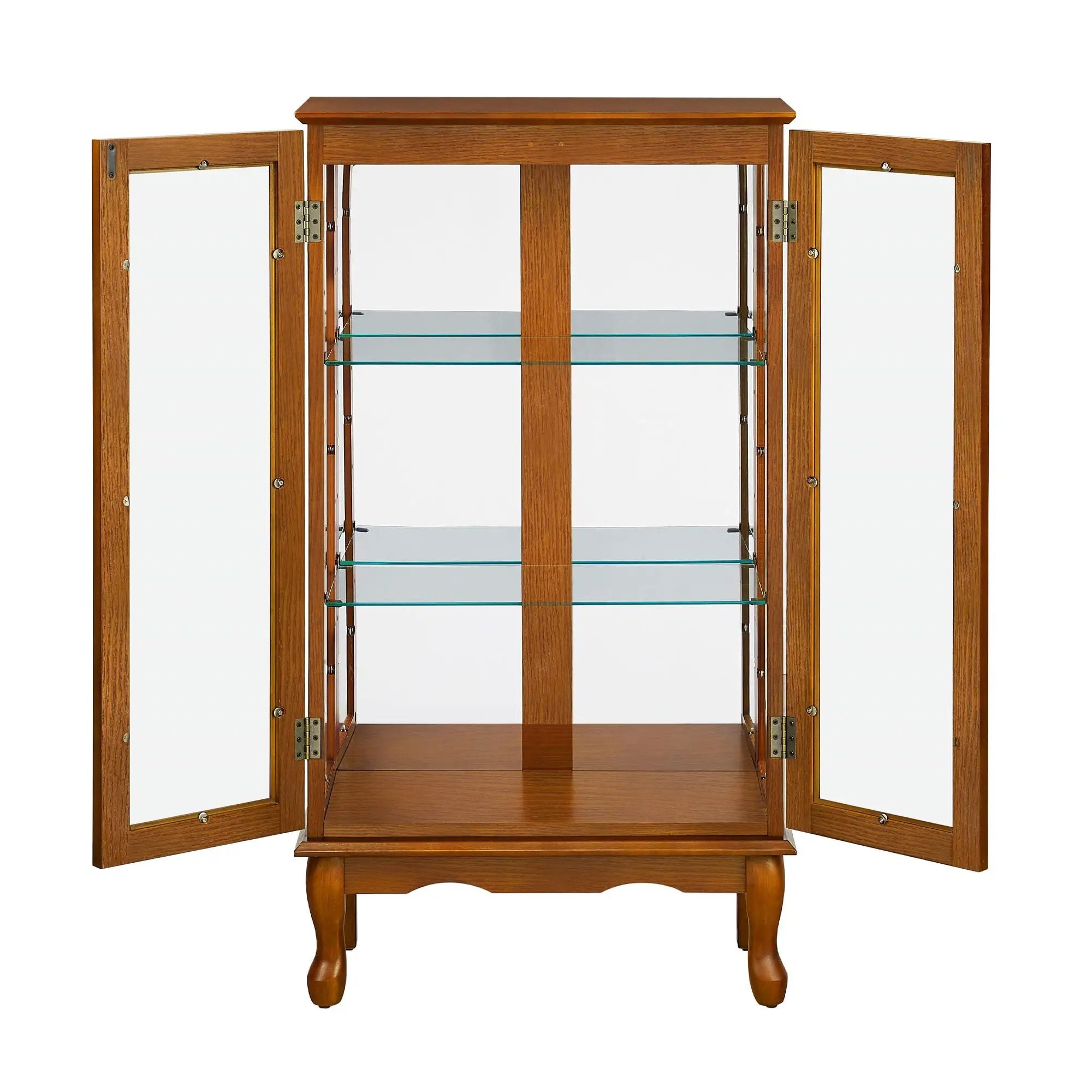 Curio Cabinet Lighted Curio Diapaly Cabinet With Adjustable Shelves And Mirrored Back Panel, Tempered Glass Doors (3 Tier), (E26 Light Bulb Not Included) by HouseOfZazla