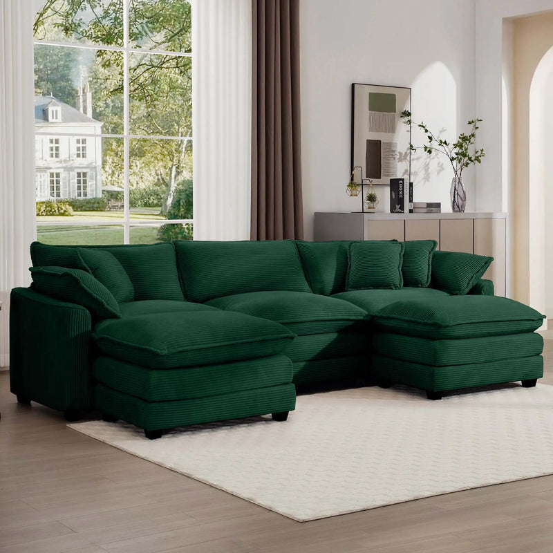 Modern Oversized Modular Cushion Sofa With Ottoman, Low Back, Deep Seating Sofa Set by HouseOfZazla