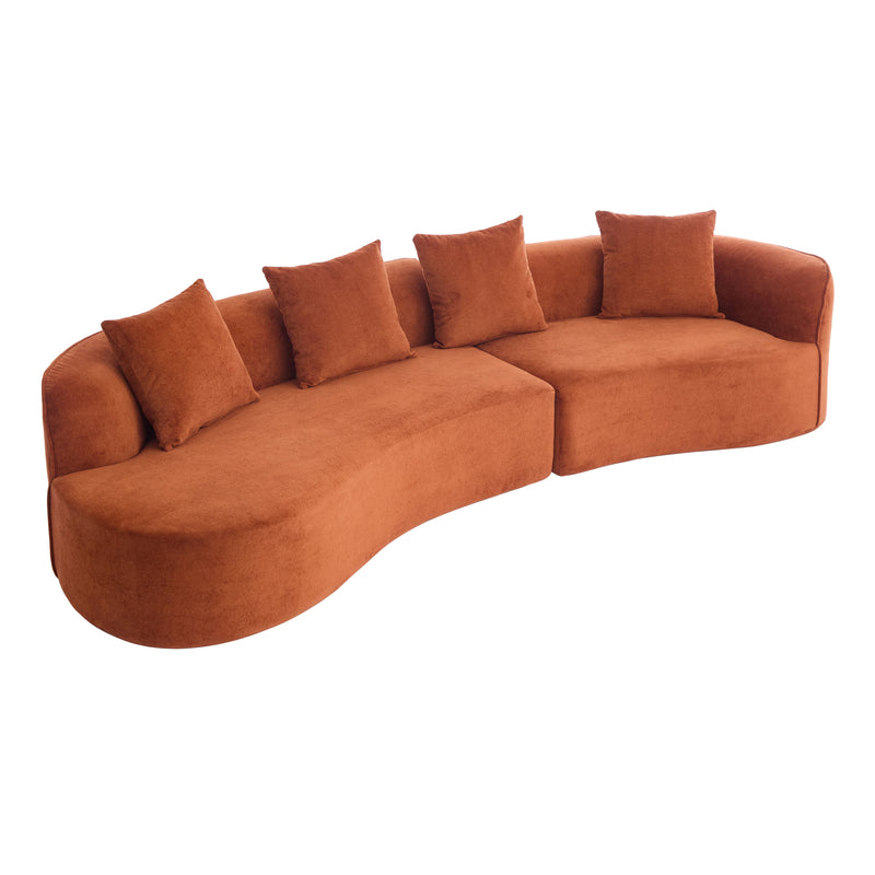 126" Curved Sectional Sofa (Dark Orange-D28 Full Foam) by HouseOfZazla