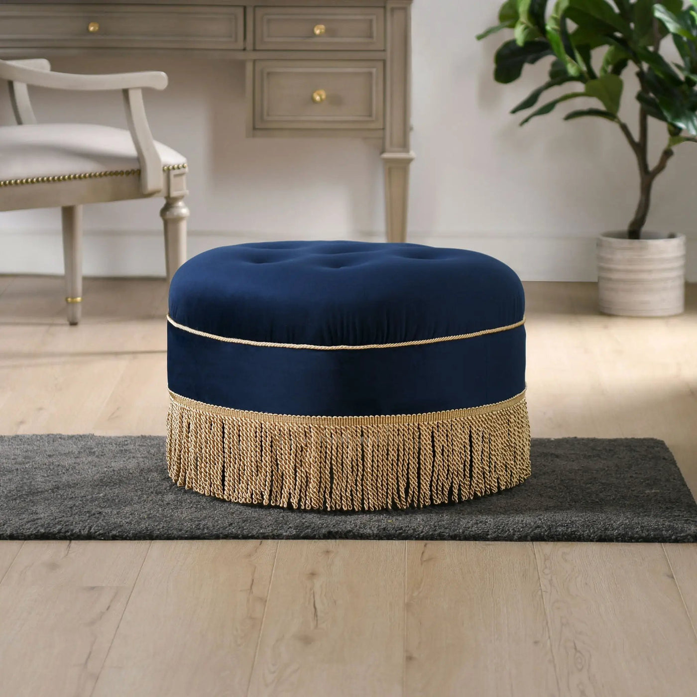 Yolanda - Round Upholstered Accent Ottoman by HouseOfZazla