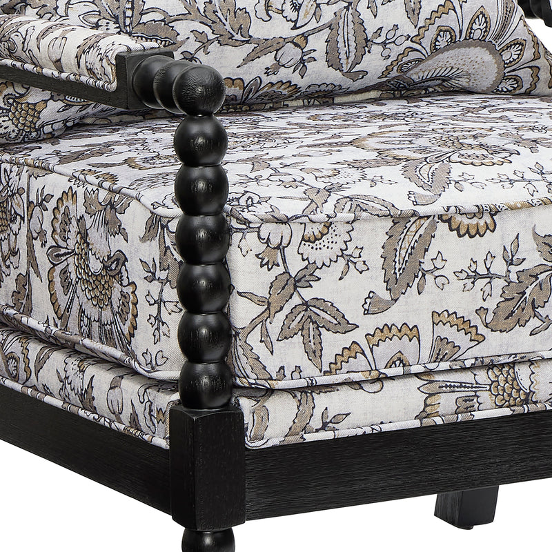 Belvoir Upholstered Spool Accent Chair with Turned Wood Frame - Floral, photo 5 of 8