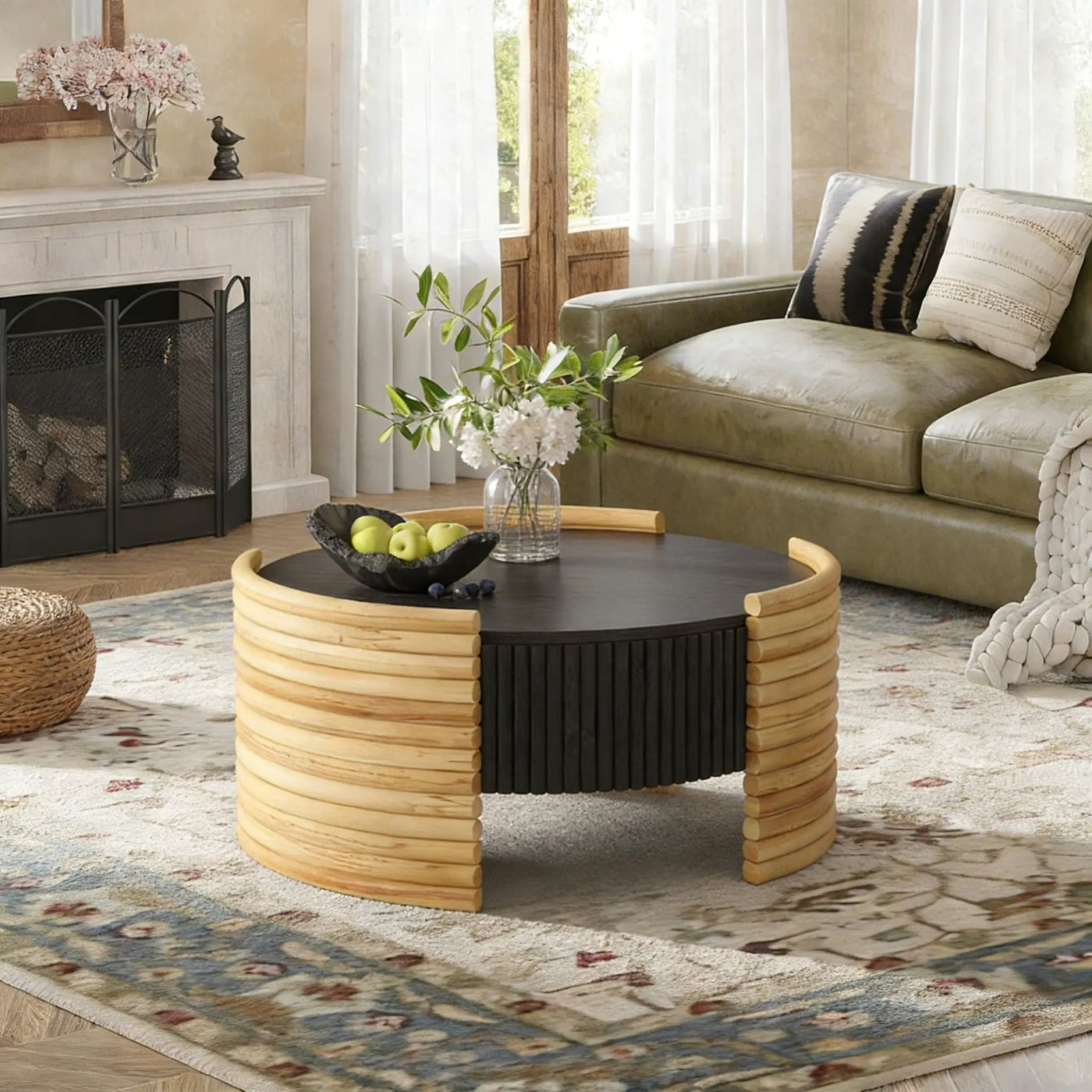 Modern Colorblocked Striped Coffee Table With Flip Top Storage by HouseOfZazla