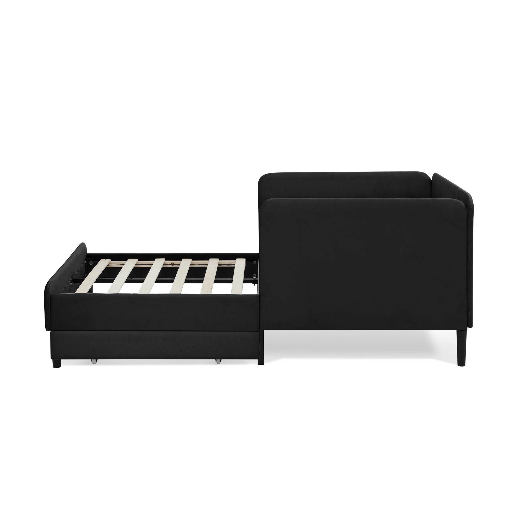 Upholstered Platform Bed Frame With 2 Storage Drawers And Adjustable Sofa Bed