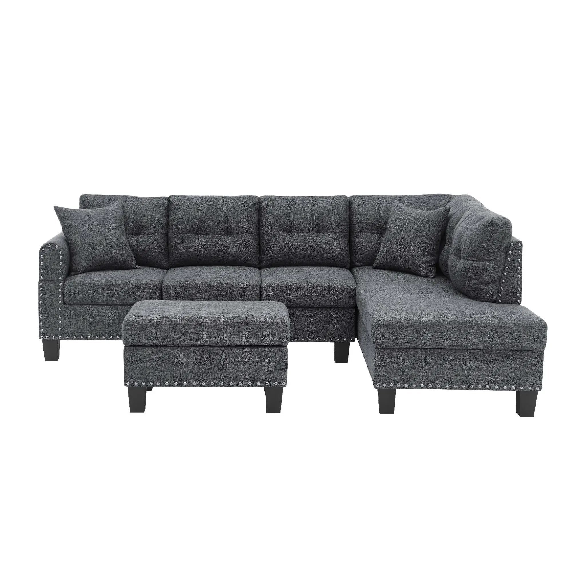 Camden - Power Sectional Sofa With Storage Ottoman And Built In Charging Ports - Gray by HouseOfZazla