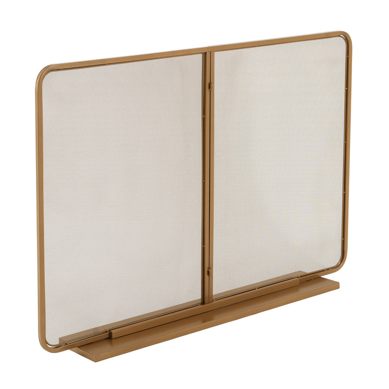 Gold Two‑Panel Freestanding Fireplace Screen with Iron Mesh - Gold, photo 5 of 10