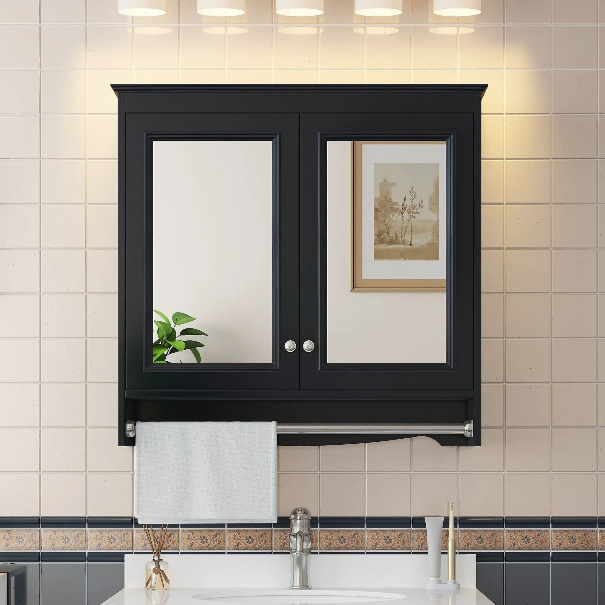 Modern Wall-Mounted Mirror Cabinet With Adjustable Shelves, Soft-Close Doors, High-Definition Mirror by Unique Piece Furniture