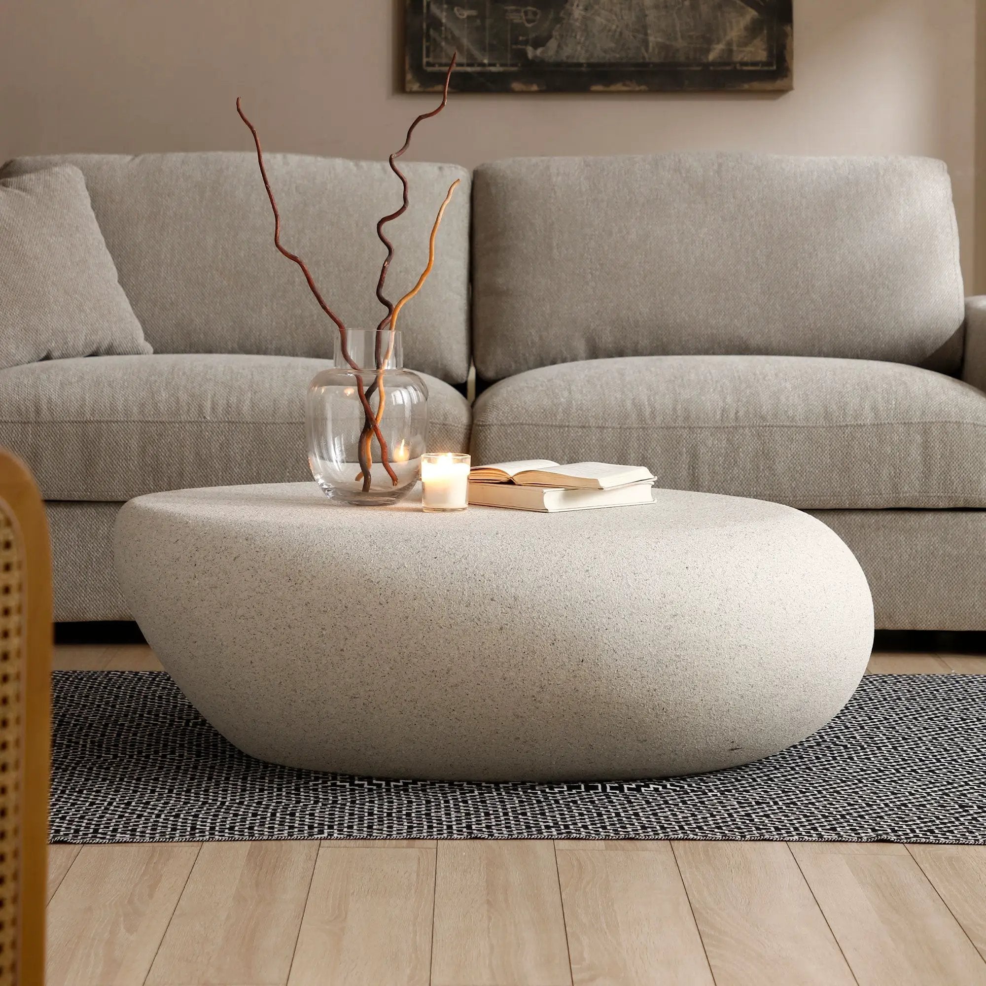 43.31'' Fiberglass Elliptical Coffee Table for Living Room by HouseOfZazla