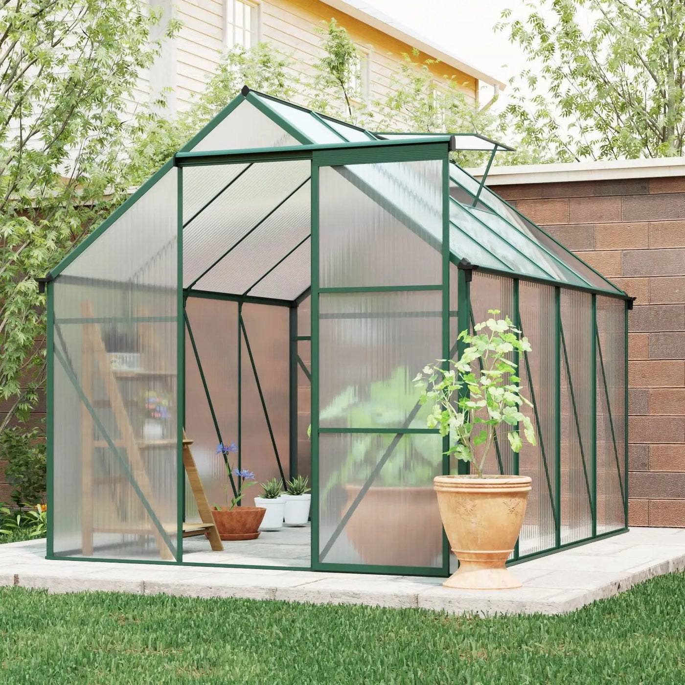 Polycarbonate house Raised Base And Anchor Aluminum Heavy Duty Walk-In houses For Outdoor Backyard In All Season by HouseOfZazla