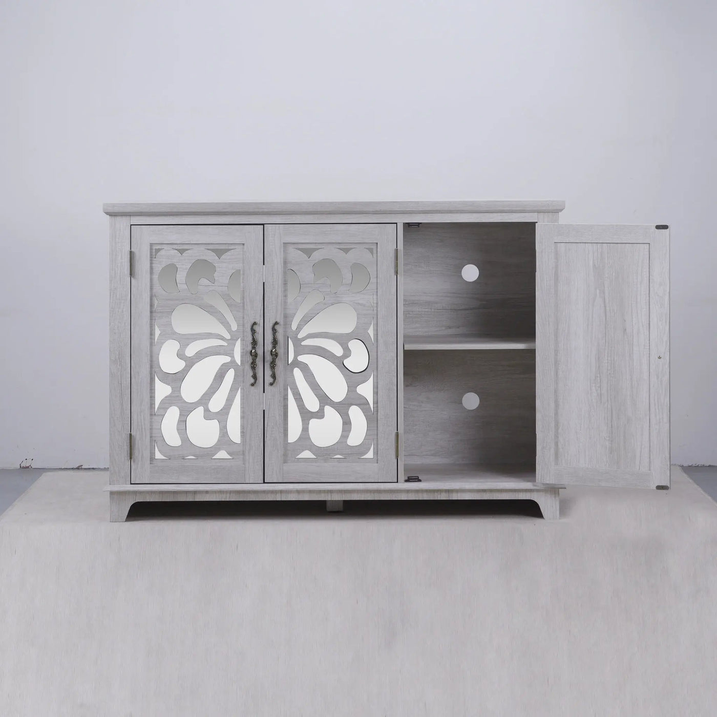 3 Door Mirrored Sideboard Cabinet With Adjustable Shelves by HouseOfZazla